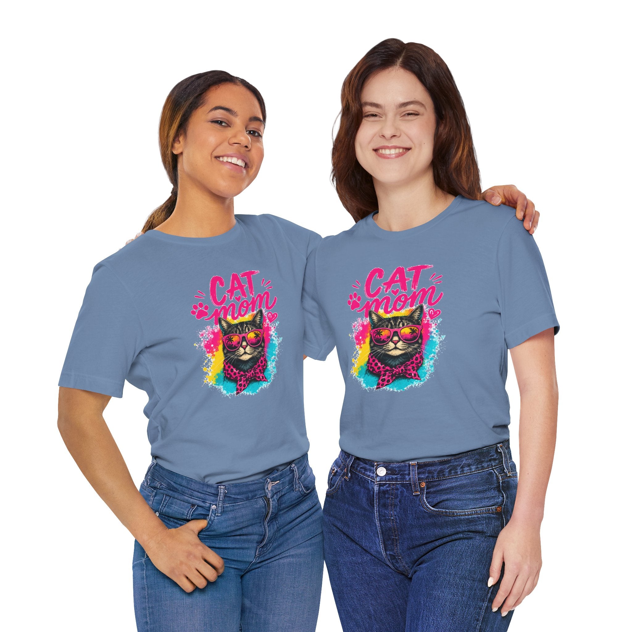 Cat Mom T-Shirt | Funny Cat Mom Gift | Colorful Retro Cat Lover Tee | Cute Cat Graphic Shirt | Unisex Cat Mom Tee