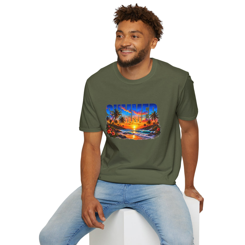 Summer Beach T Shirt Sunset Palm Graphic Tee