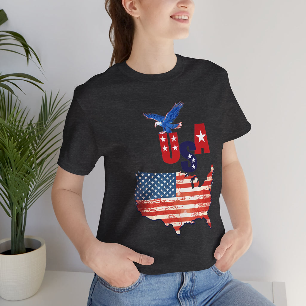 USA Flag Map T-Shirt, Patriotic Eagle Shirt, 4th of July Shirt, American Flag Tee, Independence Day Gift