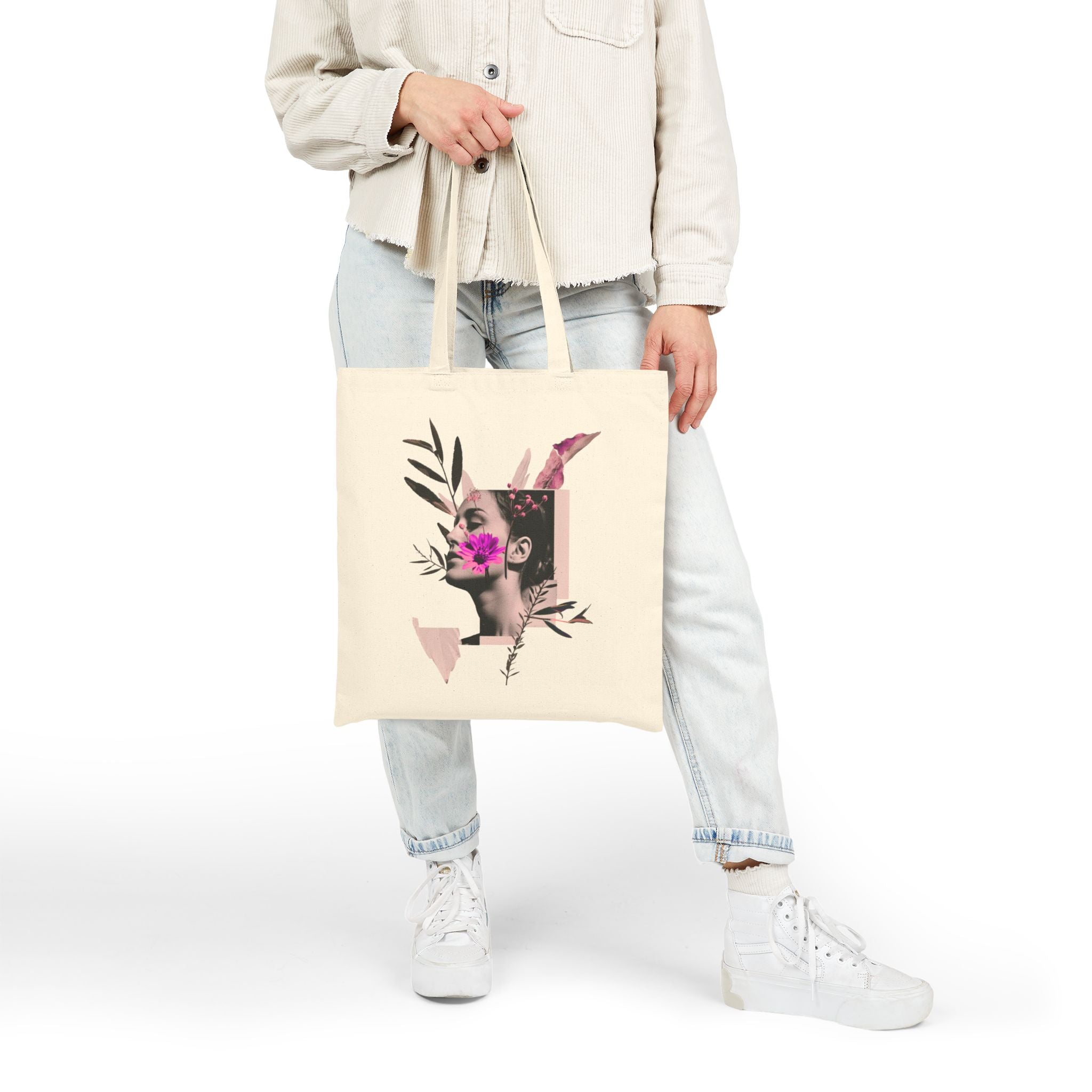 Aesthetic Floral Canvas Tote Bag 🌸 Trendy Everyday Bag