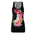 Floral Summer Dog Dress - Racerback Sundress with Pink Hat Chihuahua Design