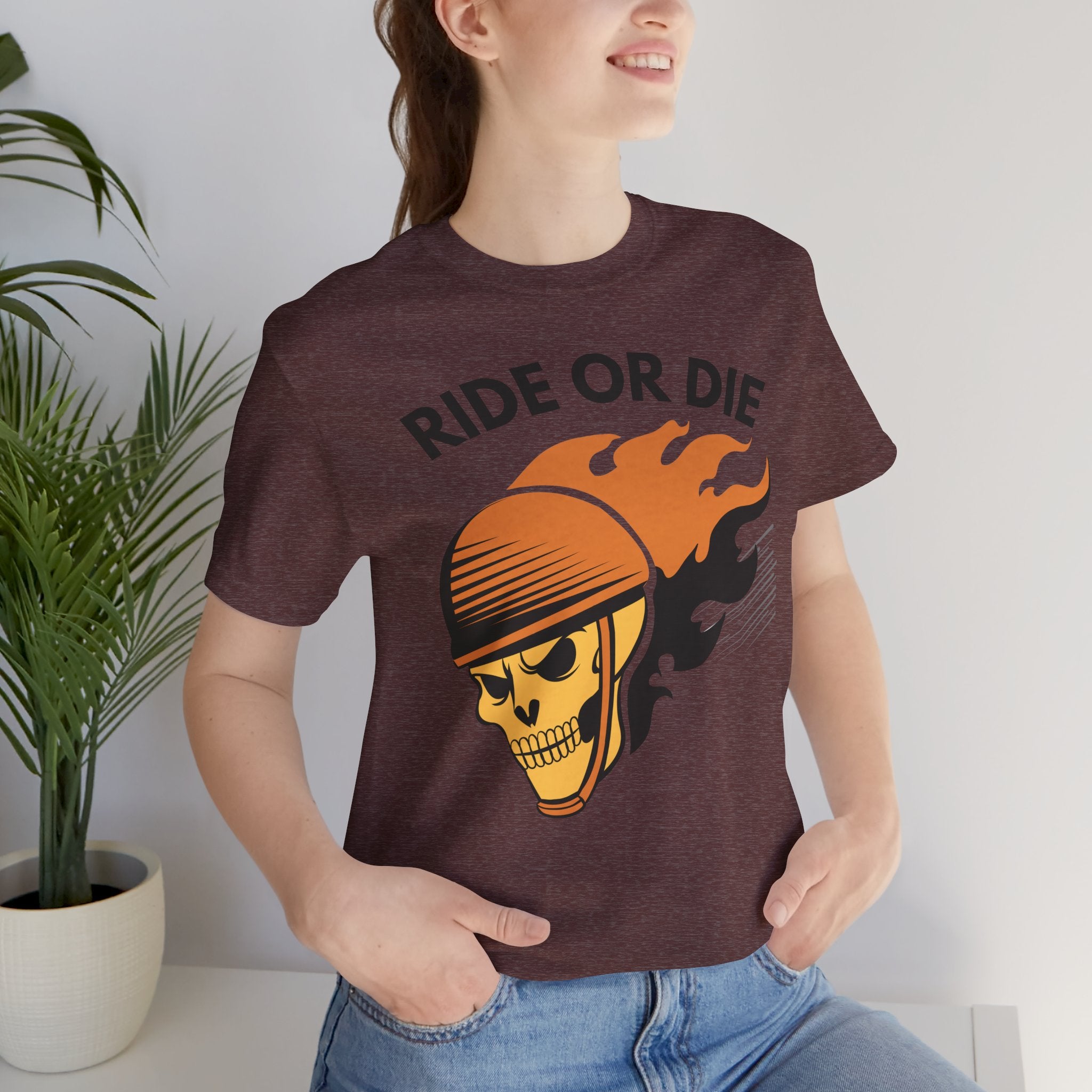Ride or Die Skull Helmet T-Shirt | Biker Graphic Tee for Men | Vintage Motorcycle Shirt