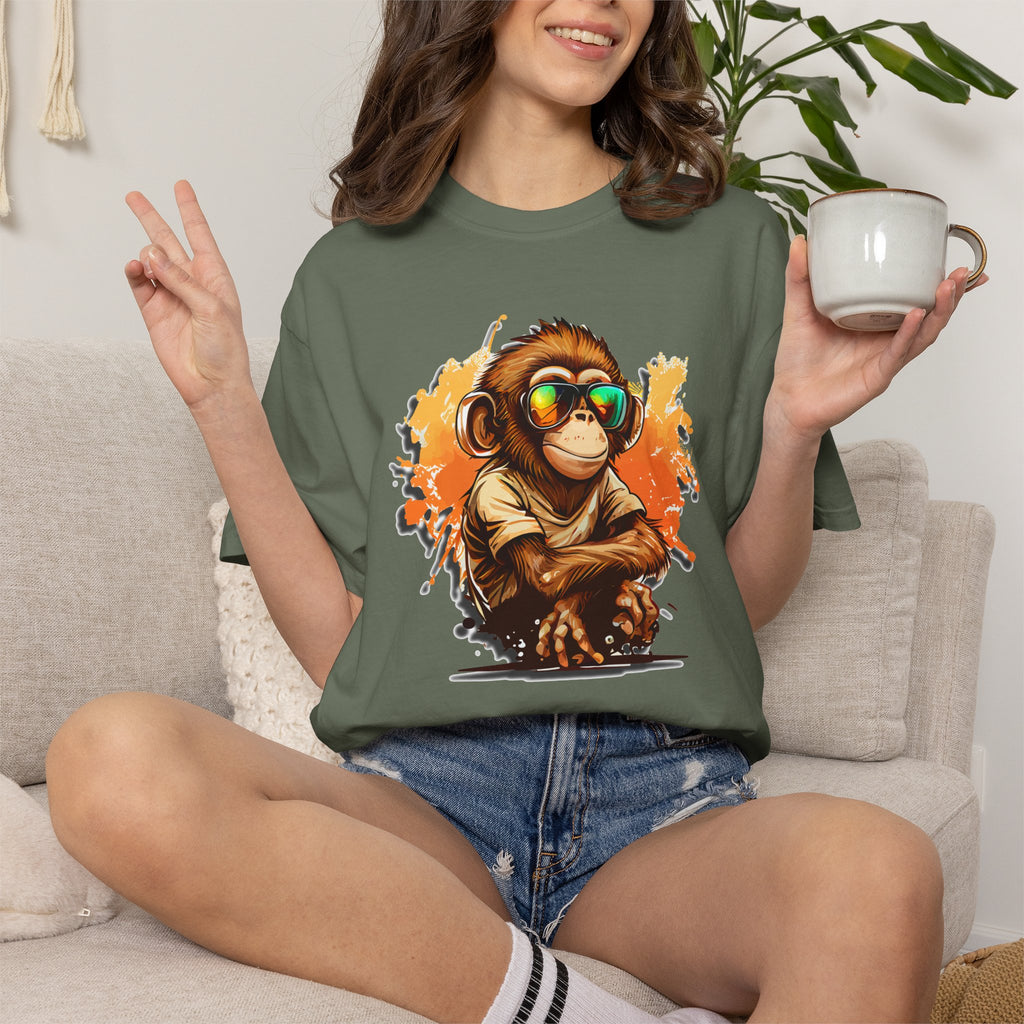Cool Monkey Graphic T-Shirt | Funny Chimp Sunglasses Tee | Streetwear Animal Shirt | Unisex Casual Gift