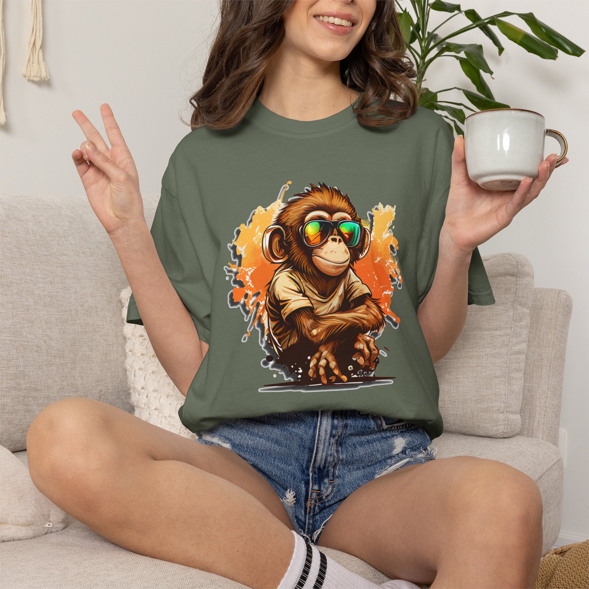 Cool Monkey Graphic T-Shirt | Funny Chimp Sunglasses Tee | Streetwear Animal Shirt | Unisex Casual Gift