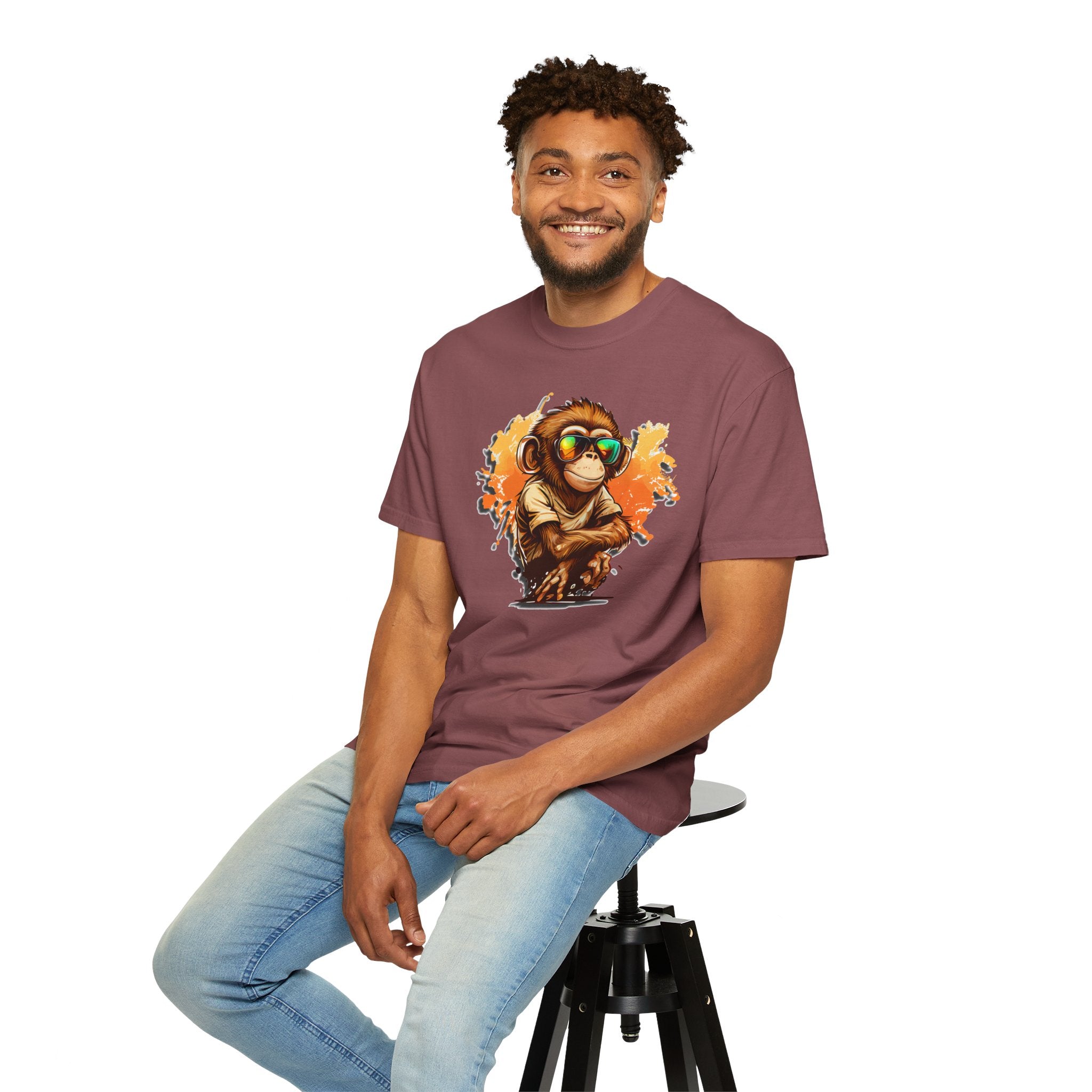 Cool Monkey Graphic T-Shirt | Funny Chimp Sunglasses Tee | Streetwear Animal Shirt | Unisex Casual Gift