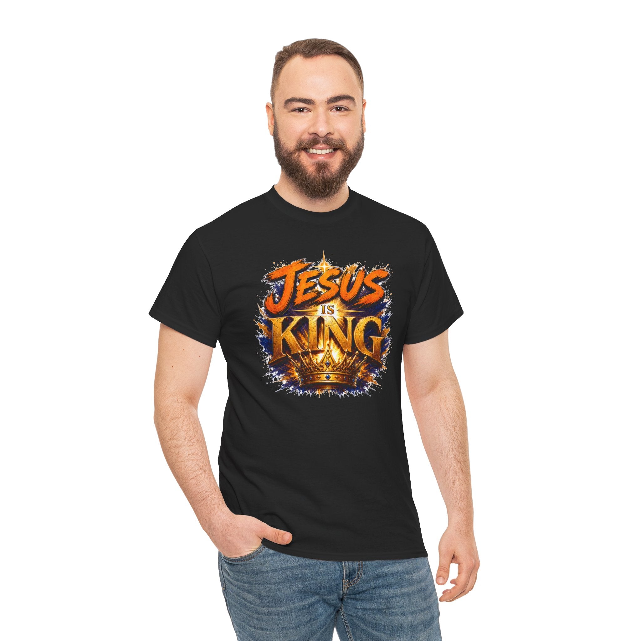 Jesus Is King Christian T-Shirt | Crown Graphic Tee | Religious Unisex Shirt | Faith Apparel | Christian Gift for Men & Women