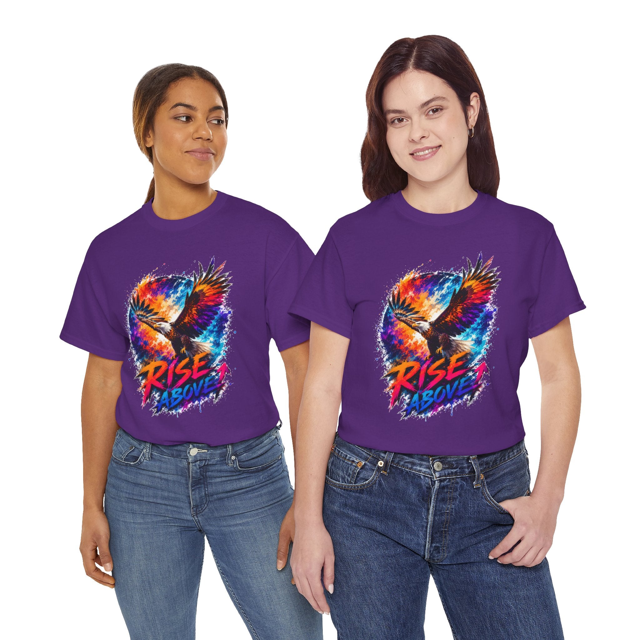 Rise Above Eagle Graphic T-Shirt | Motivational Unisex Tee | Colorful Freedom Bird Shirt