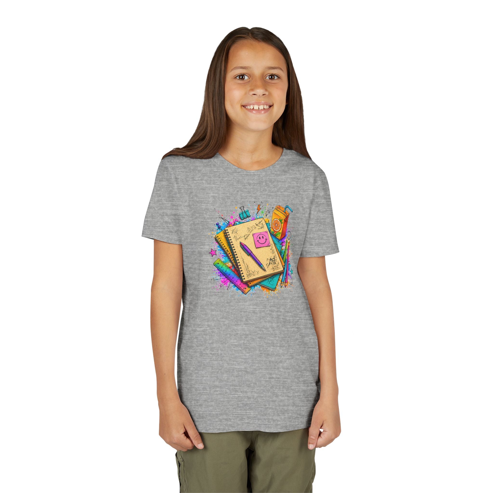 Kids Back to School T‑Shirt — Colorful Notebooks & Pencil Design