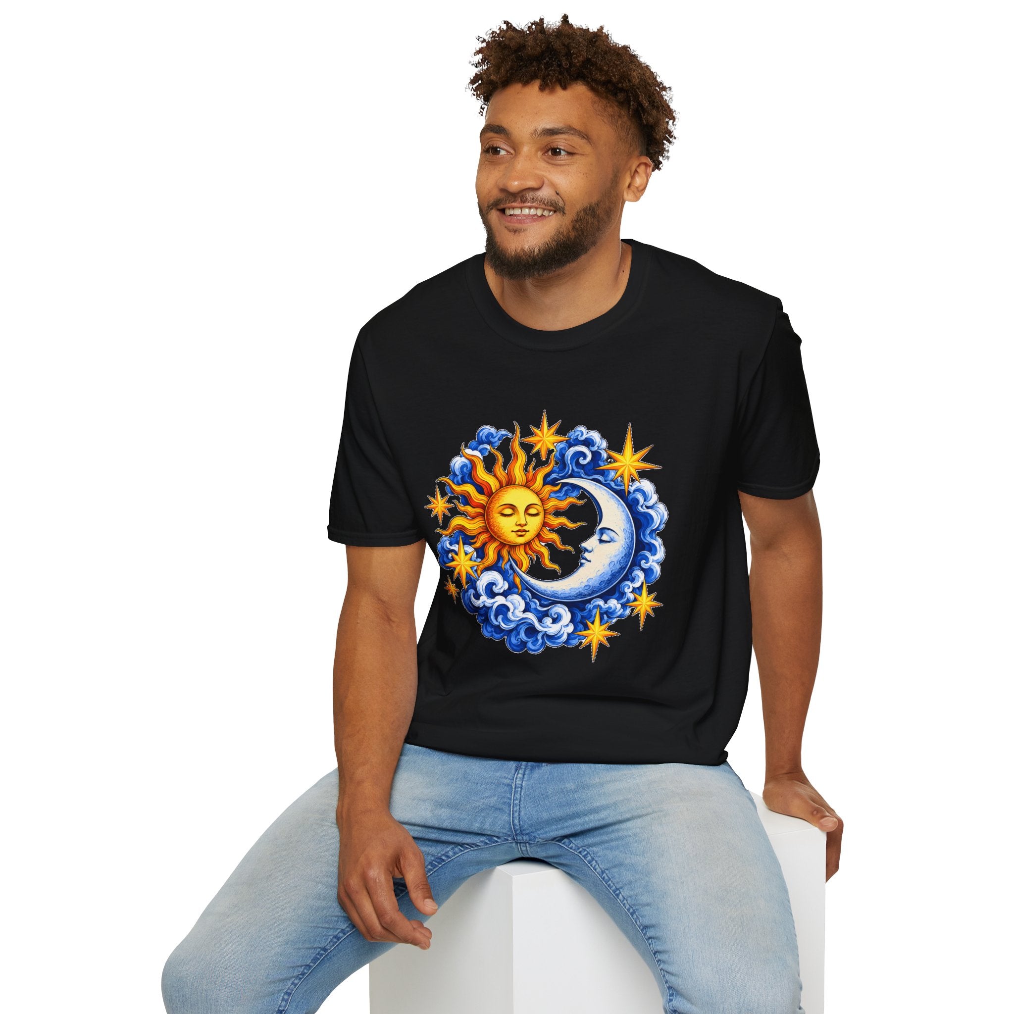 Sun and Moon Graphic T-Shirt — Celestial Boho Solar Lunar Tee
