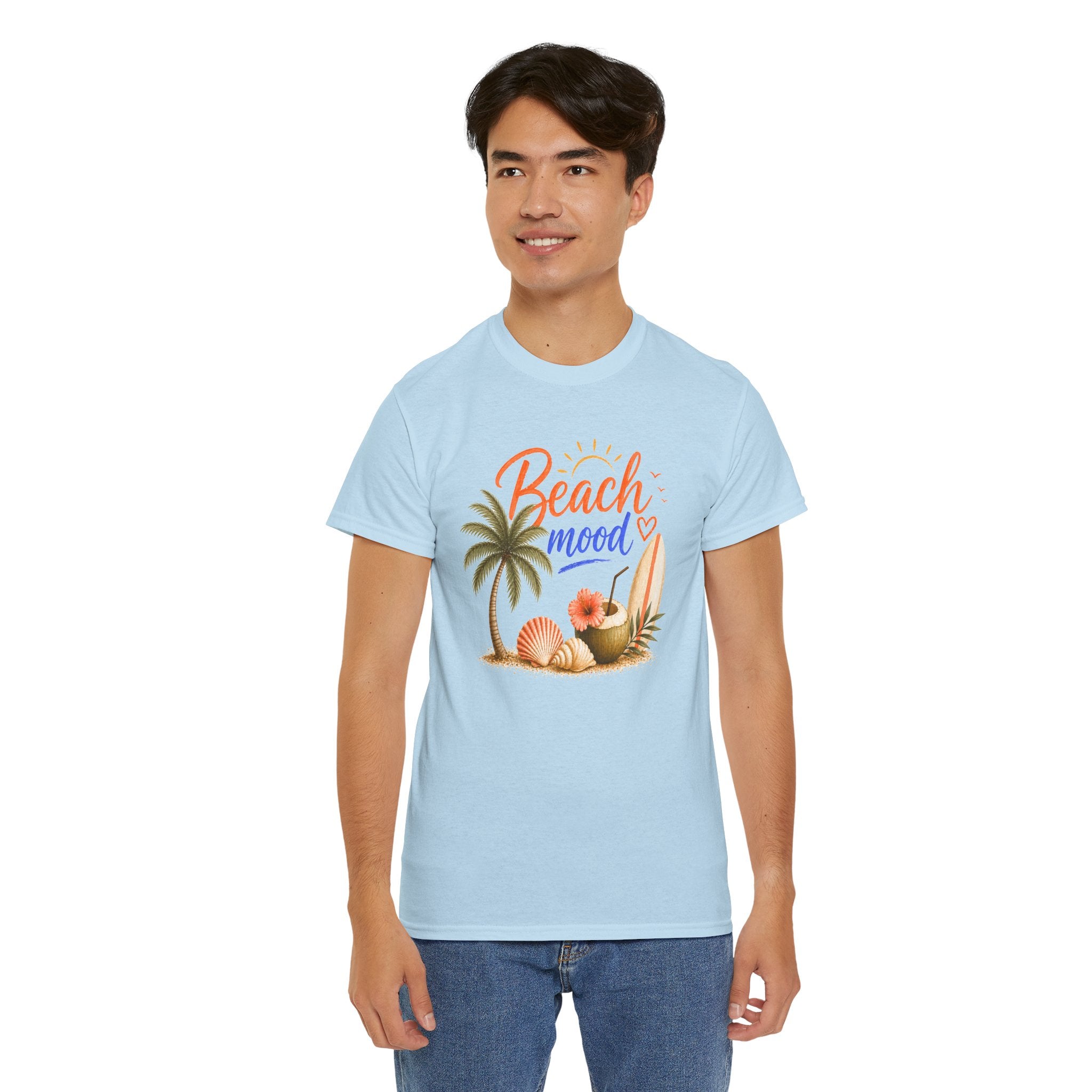 Beach Mood T-Shirt - Tropical Palm, Seashell Graphic Tee