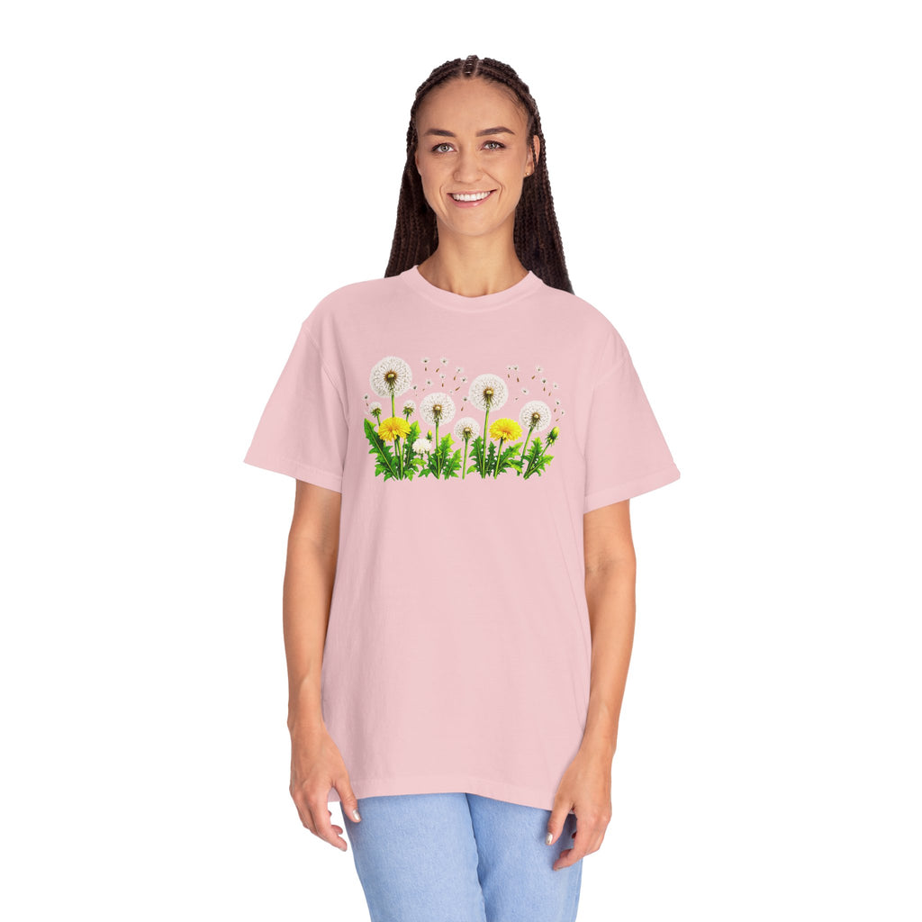 Dandelion Flower Shirt, Wildflower T-Shirt for Women, Botanical Graphic Tee, Spring Garden Shirt, Comfort Colors 1717