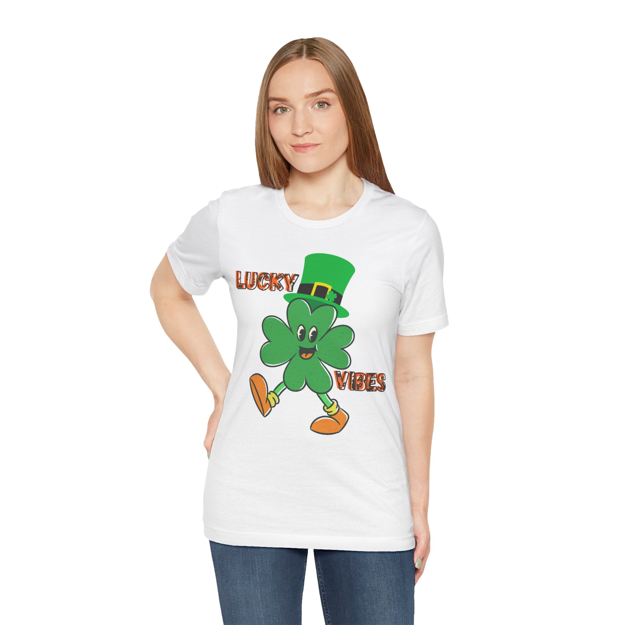Lucky Vibes Saint Patrick's Day T-Shirt — Walking Shamrock Graphic Tee