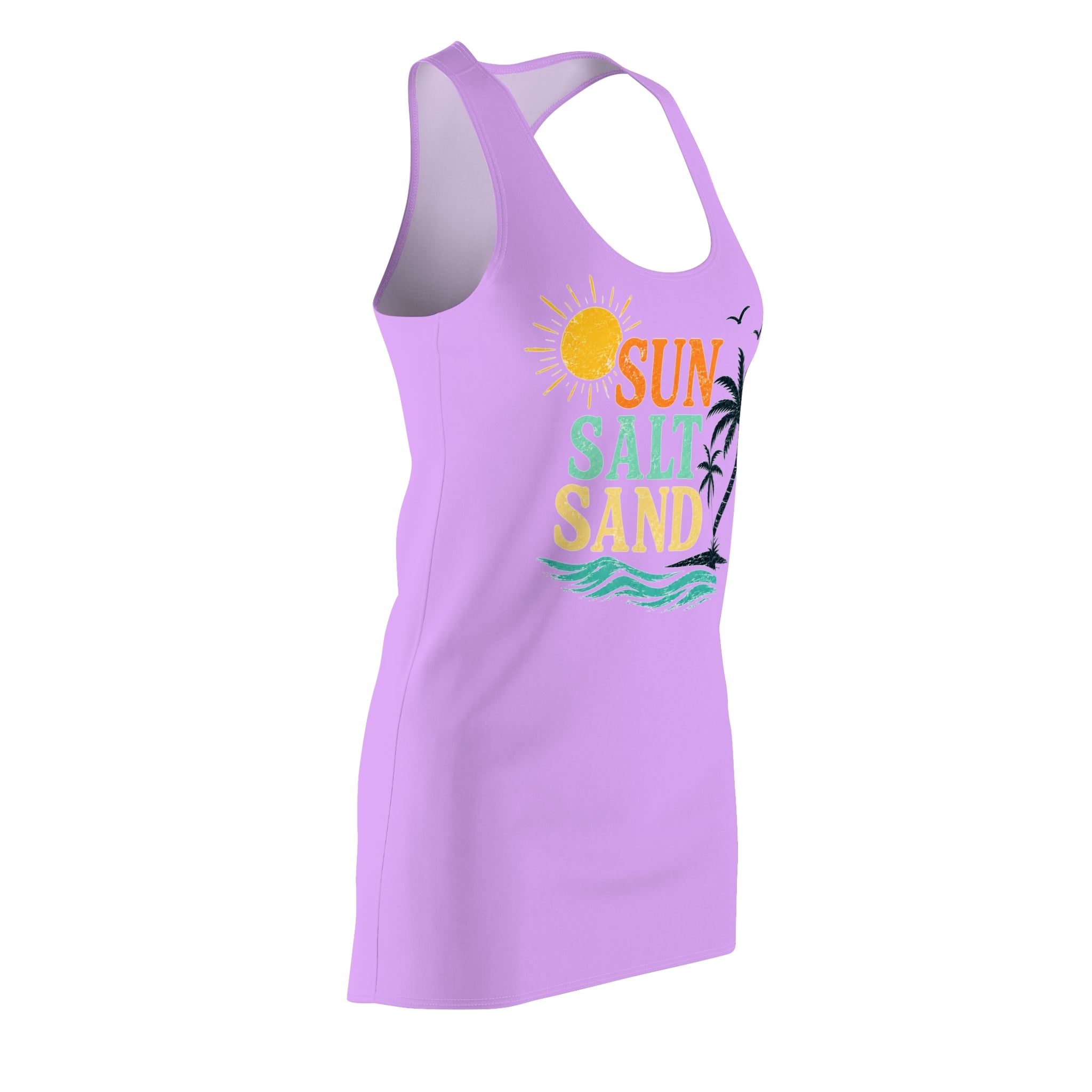 Racerback Dress — "Sun Salt Sand" Tropical Beach Print Summer Dress
