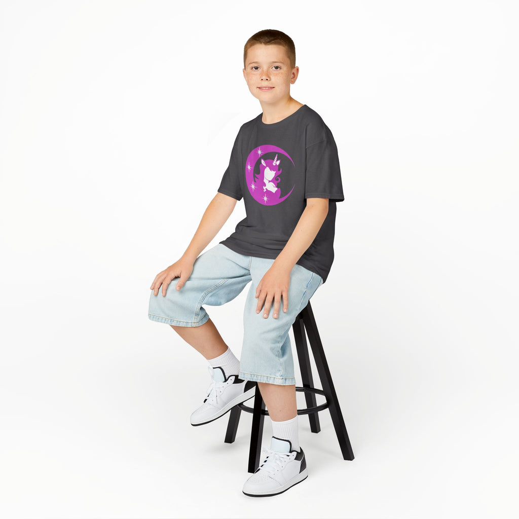 Kids T-Shirt — Pink Unicorn Moon Graphic Tee for Girls