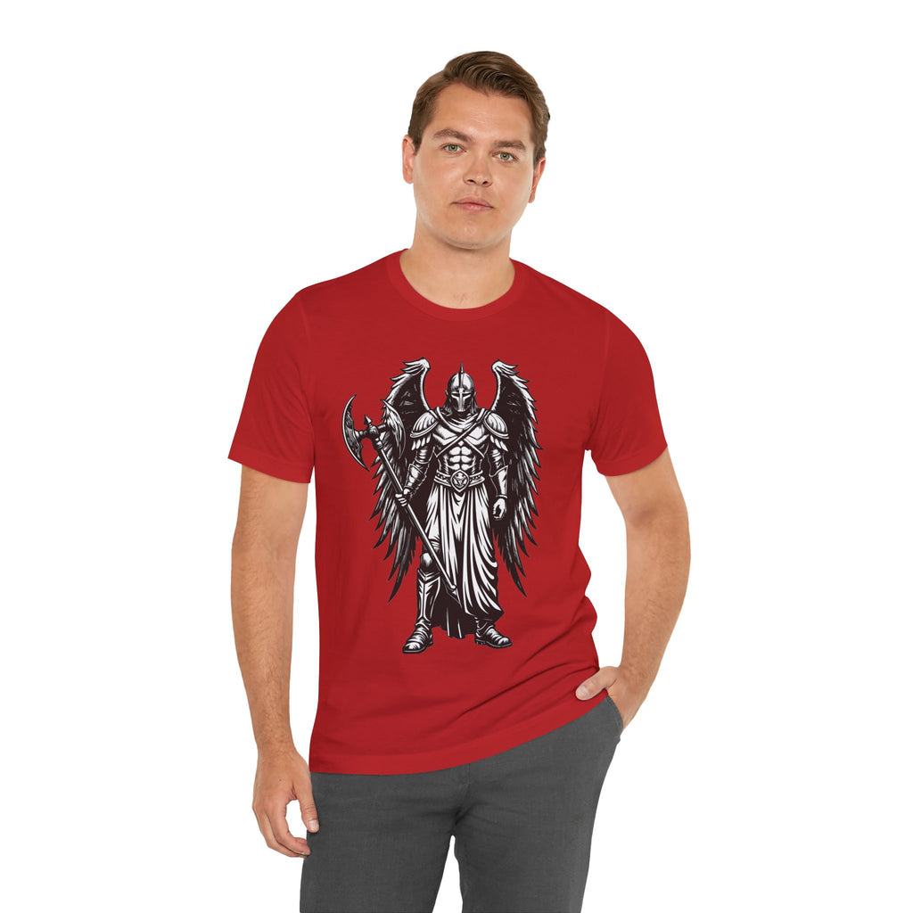 Angel of War Graphic Tee — Winged Knight Armor T-Shirt