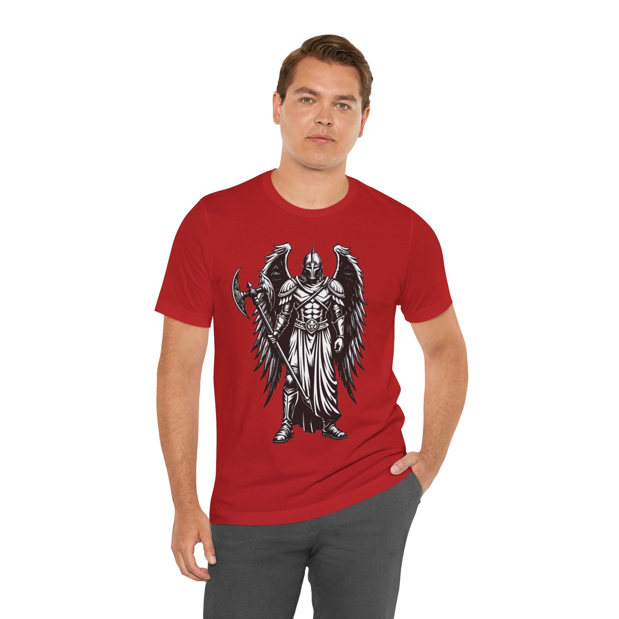 Angel of War Graphic Tee — Winged Knight Armor T-Shirt