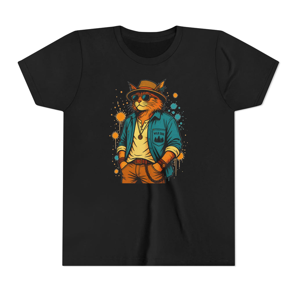 Youth Cat Graphic Tee — Cool Retro Cat in Sunglasses Kids T-Shirt