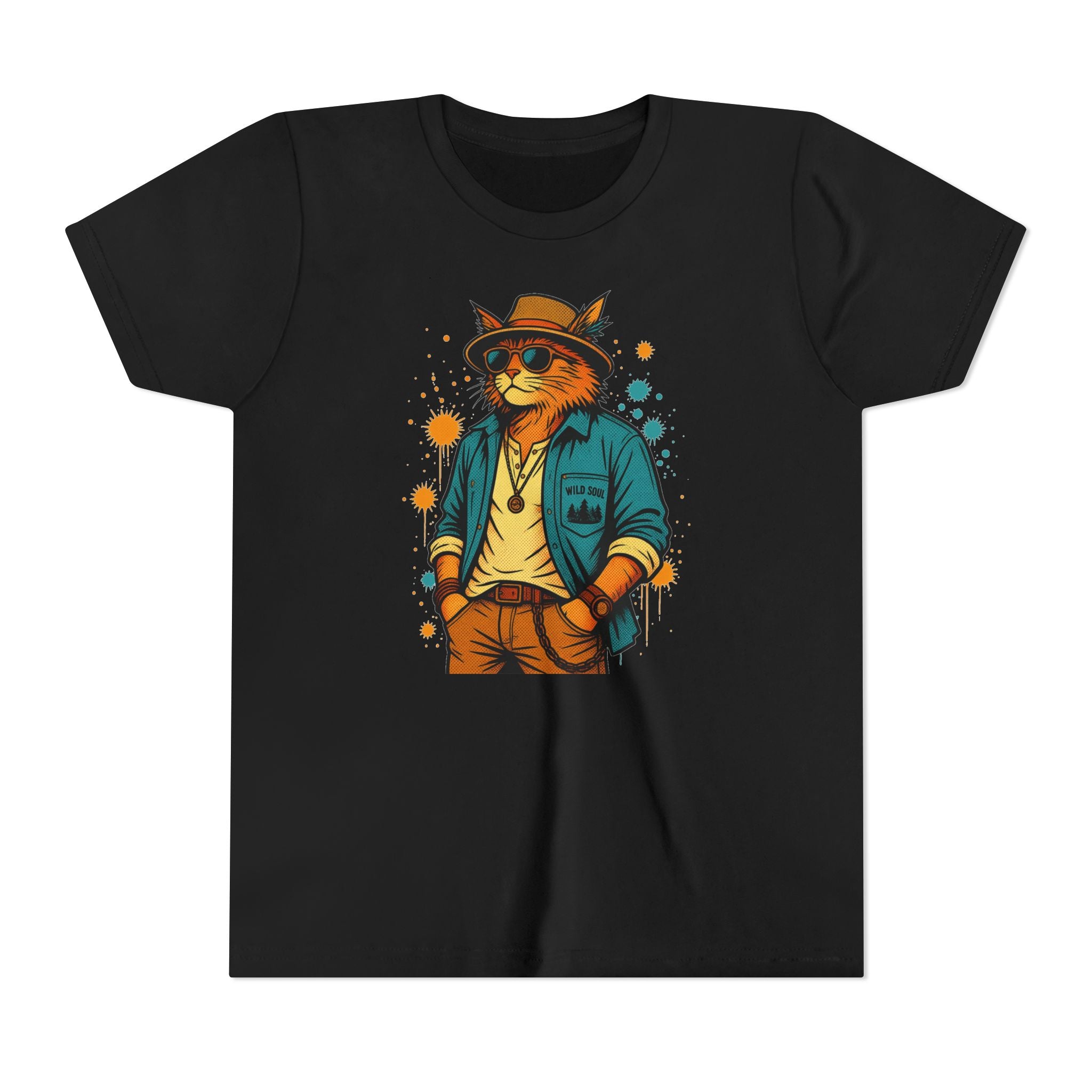 Youth Cat Graphic Tee — Cool Retro Cat in Sunglasses Kids T-Shirt