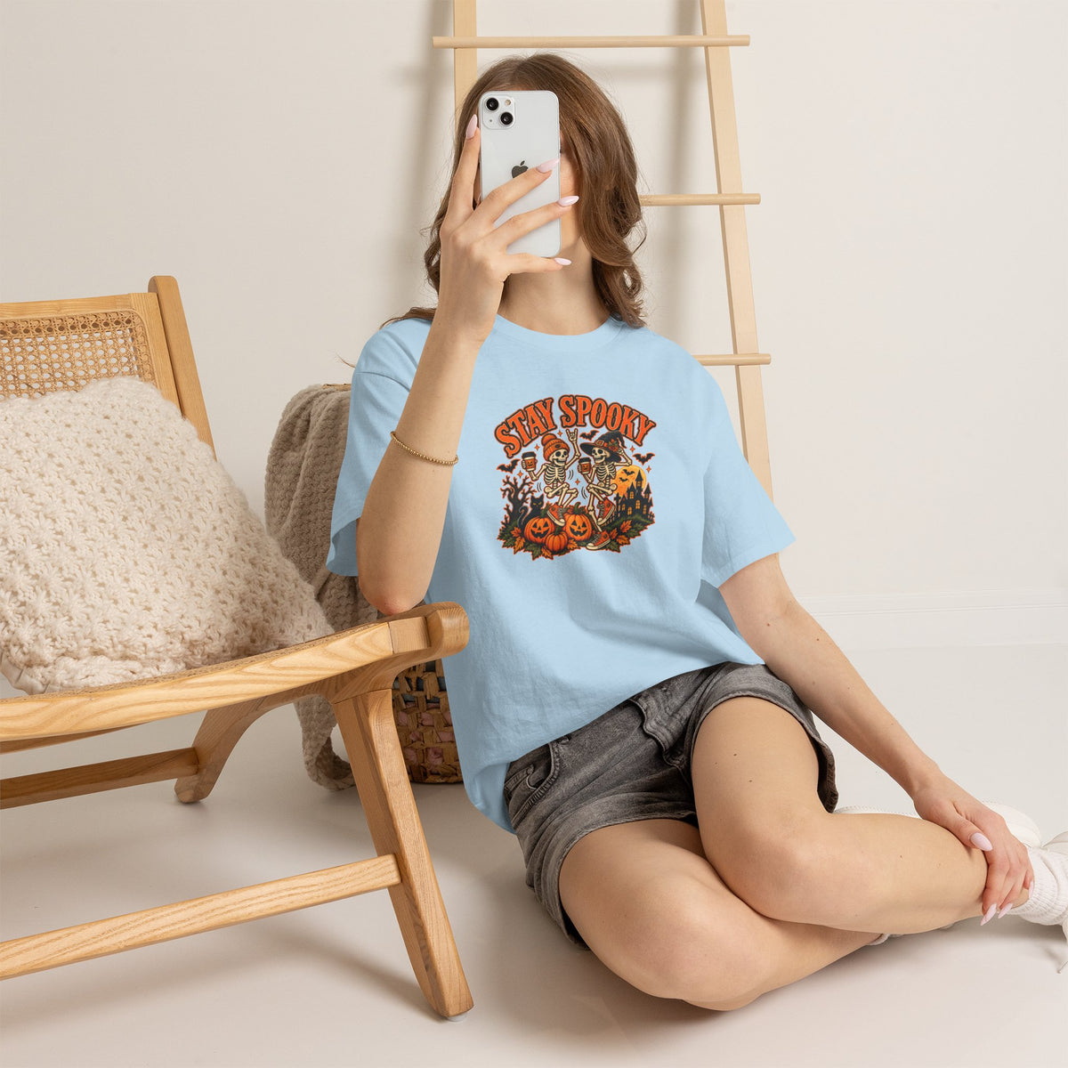 Stay Spooky Halloween Shirt | Dancing Skeleton Pumpkin Graphic Tee