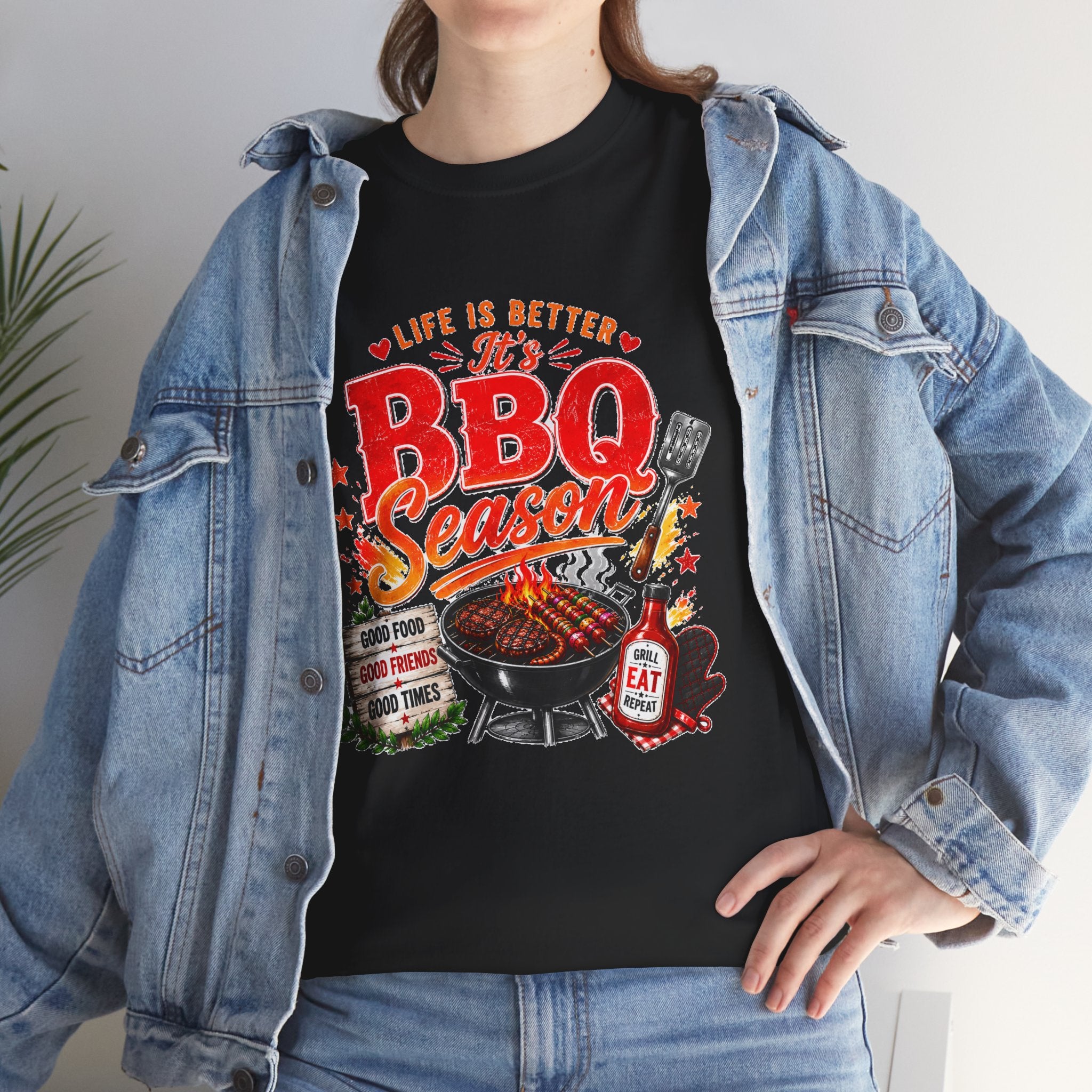 BBQ Season T-Shirt | Life Is Better It's BBQ Season Tee | Funny Grill Shirt | Summer Cookout Shirt | Barbecue Lover Gift | Backyard BBQ Tee