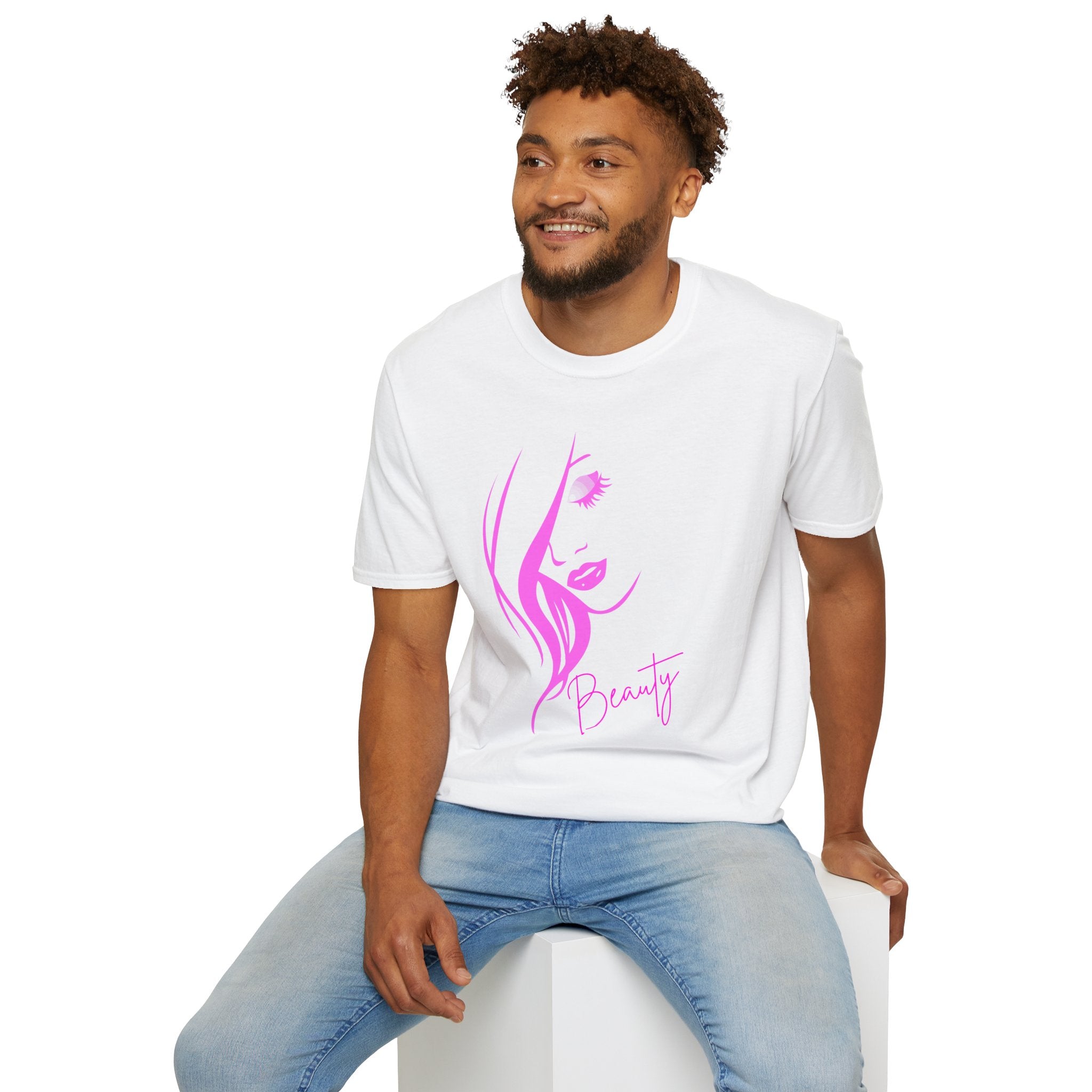 Beauty Face Line Art T-Shirt, Makeup Artist Shirt, Aesthetic Pink Graphic Tee, Gift for Women