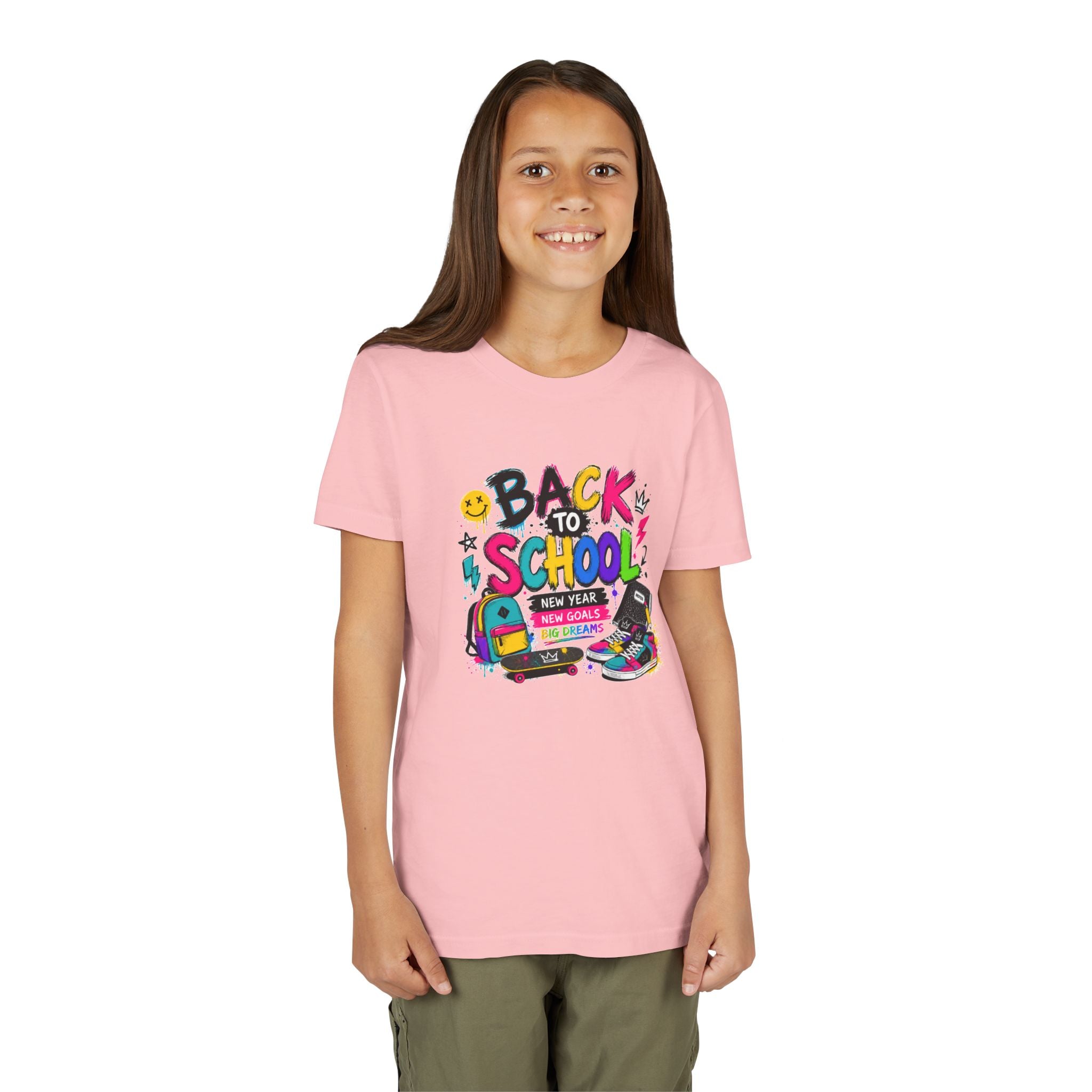 Back to School Youth T-Shirt | First Day of School Shirt | Backpack Sneakers Graphic Tee | Boys Girls School Tee | Student Gift