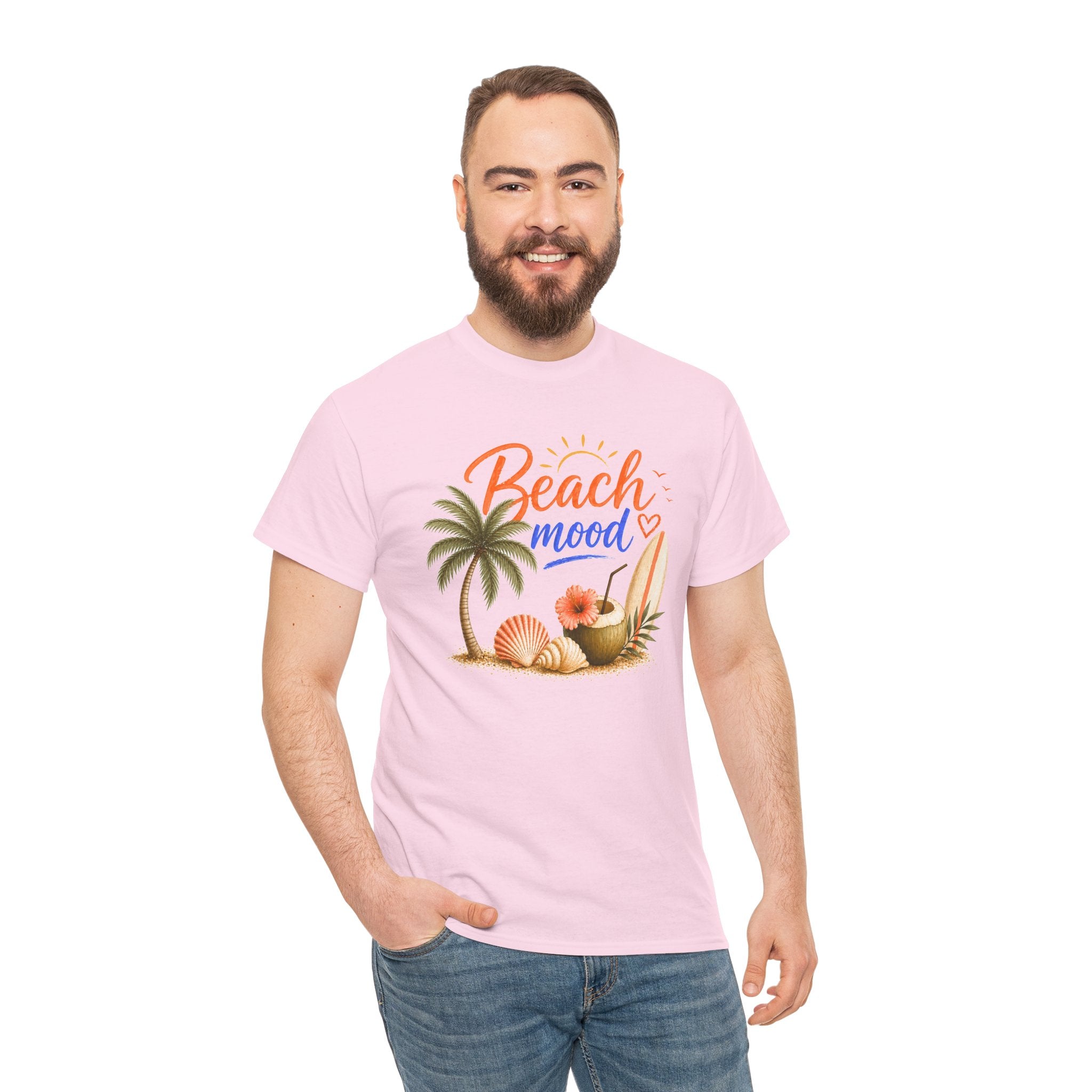 Beach Mood T-Shirt - Tropical Palm, Seashell Graphic Tee