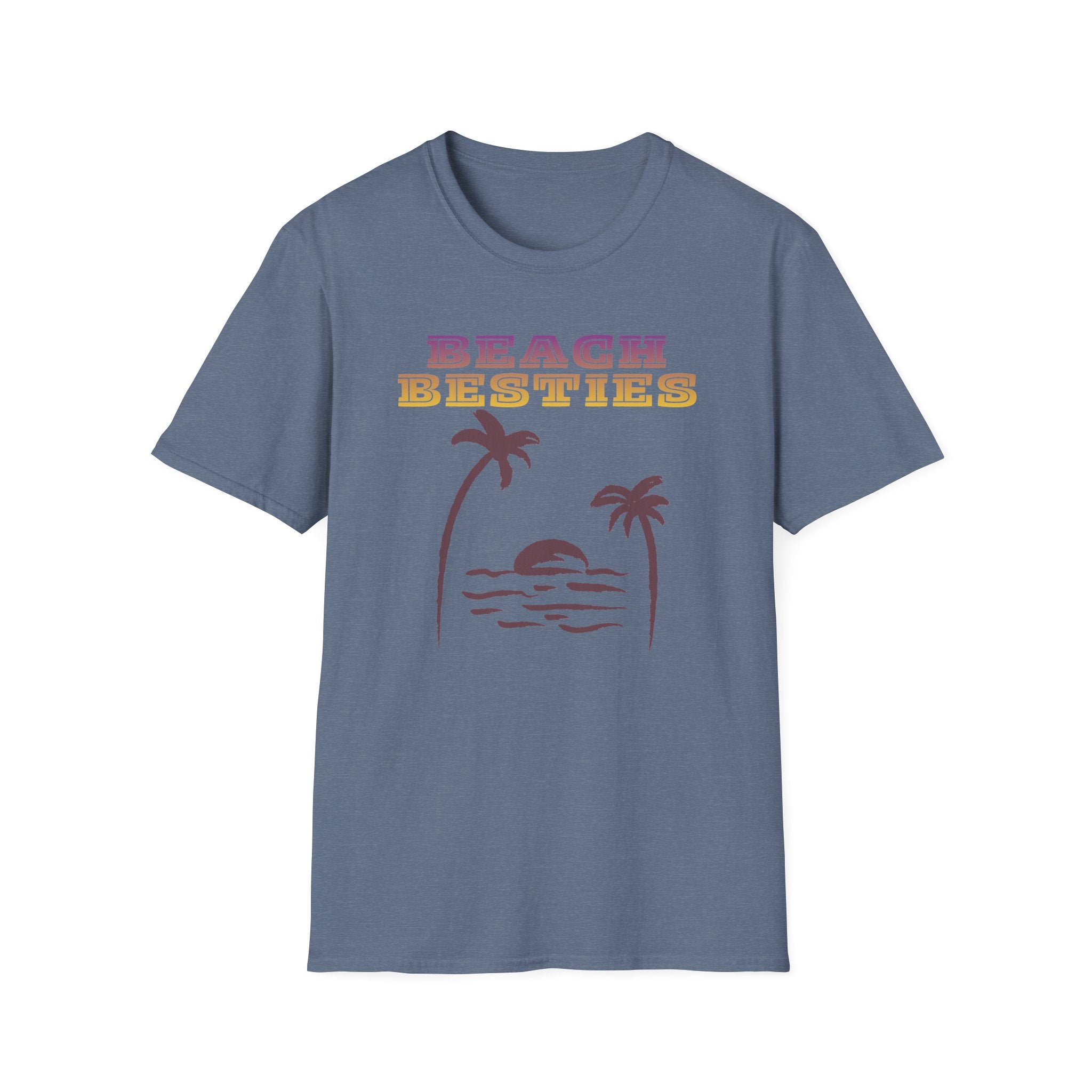 Beach Besties Shirt, Retro Beach Tee, Palm Tree Sunset T-Shirt, Summer Vacation Shirt