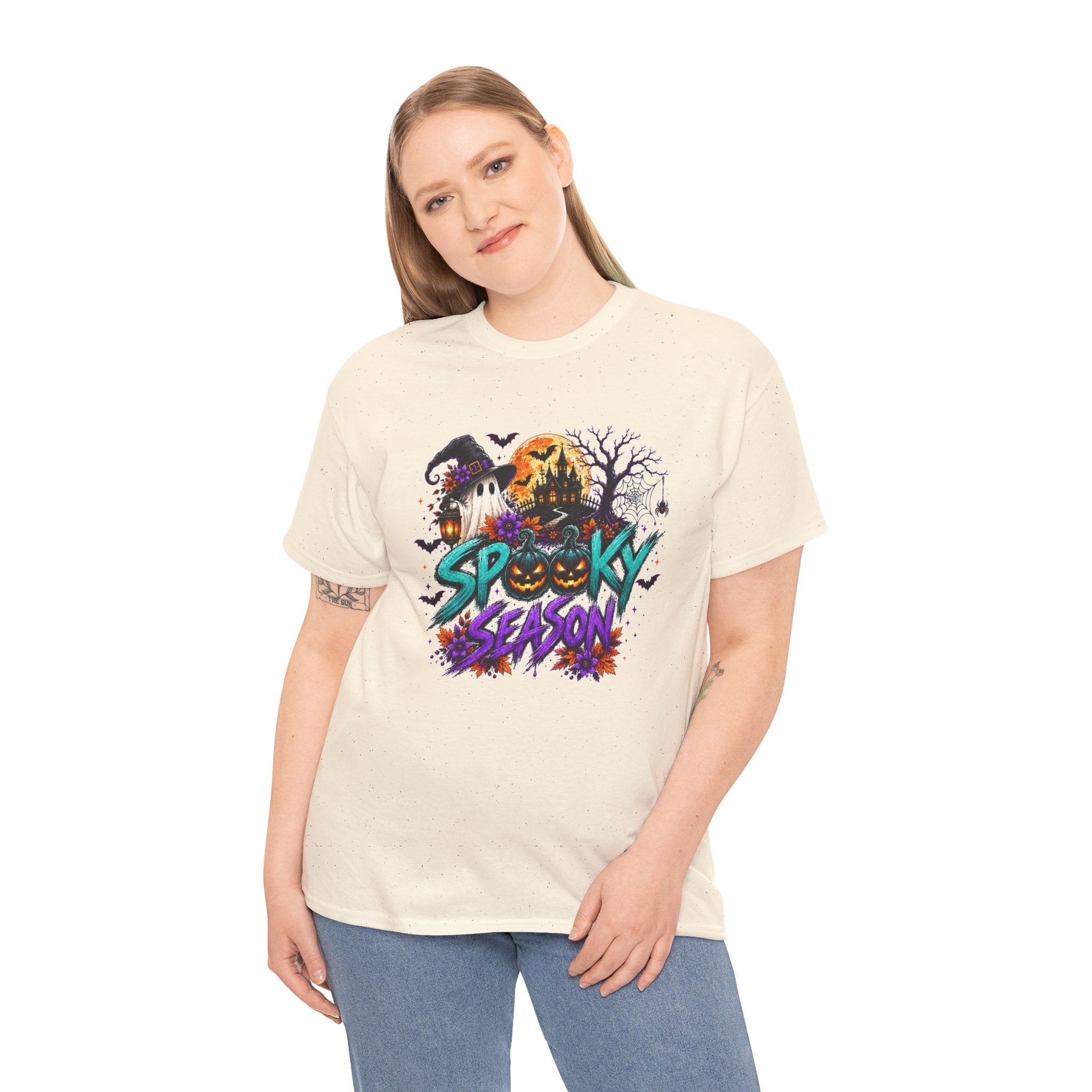 Spooky Season Halloween T-Shirt, Haunted House Pumpkin Tee, Halloween Graphic Shirt, Unisex Fall Tee