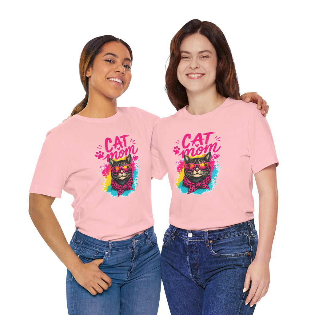Cat Mom T-Shirt | Funny Cat Mom Gift | Colorful Retro Cat Lover Tee | Cute Cat Graphic Shirt | Unisex Cat Mom Tee