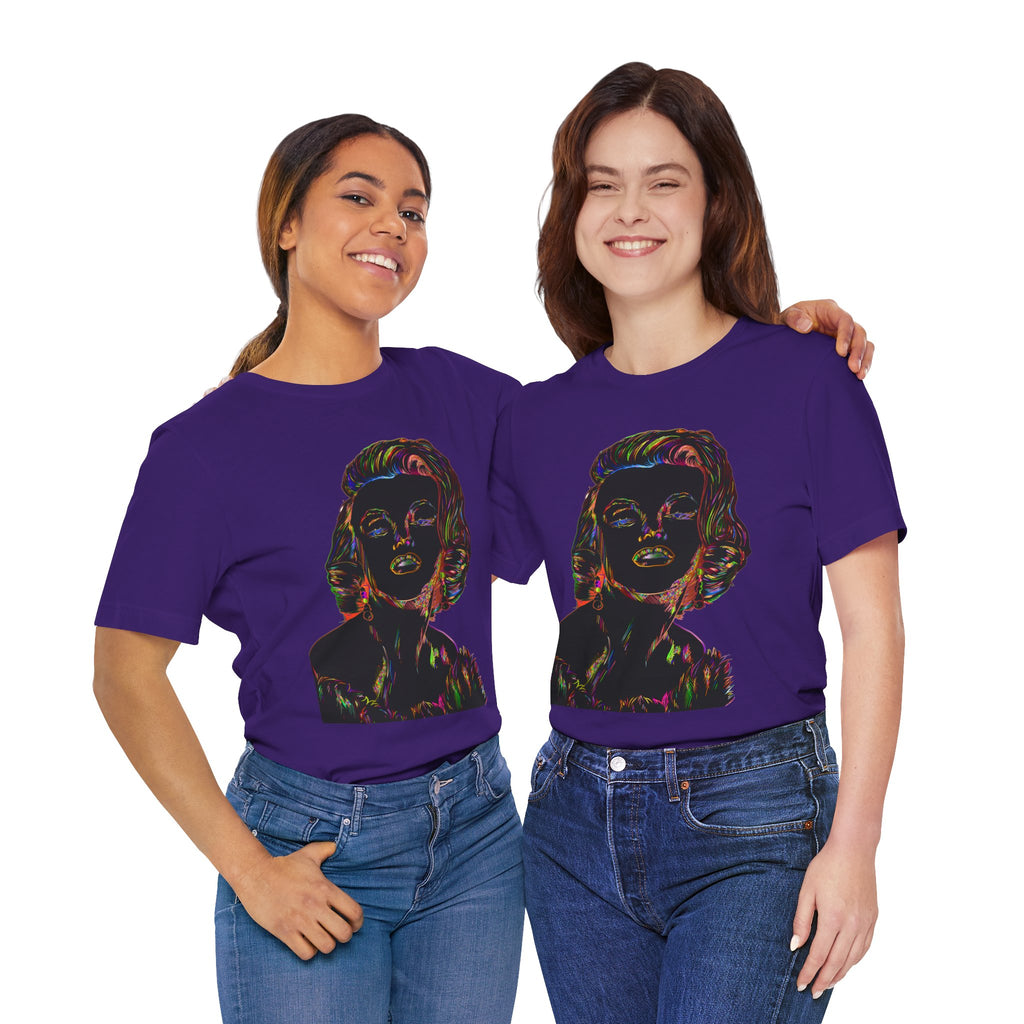 Neon Pop Art Portrait T-Shirt – Retro Rainbow Graphic Tee