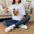 Golden Retriever Poppy T-Shirt | Patriotic Dog Lover Shirt | Golden Retriever Mom Gift | Floral Dog Graphic Tee | Unisex USA Shirt