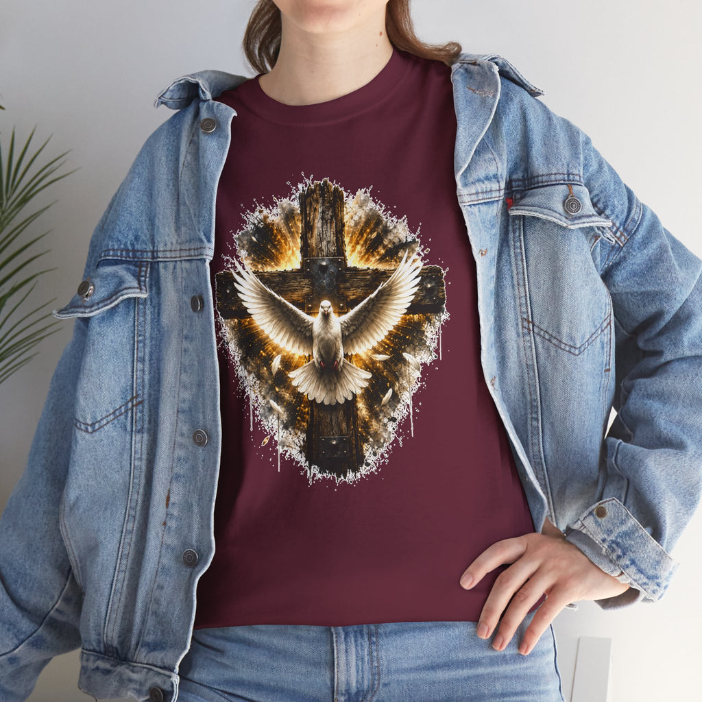 Christian Dove Cross T-Shirt | Holy Spirit Shirt | Faith Graphic Tee | Religious Gift | Bible Believer Shirt | Unisex Christian Tee