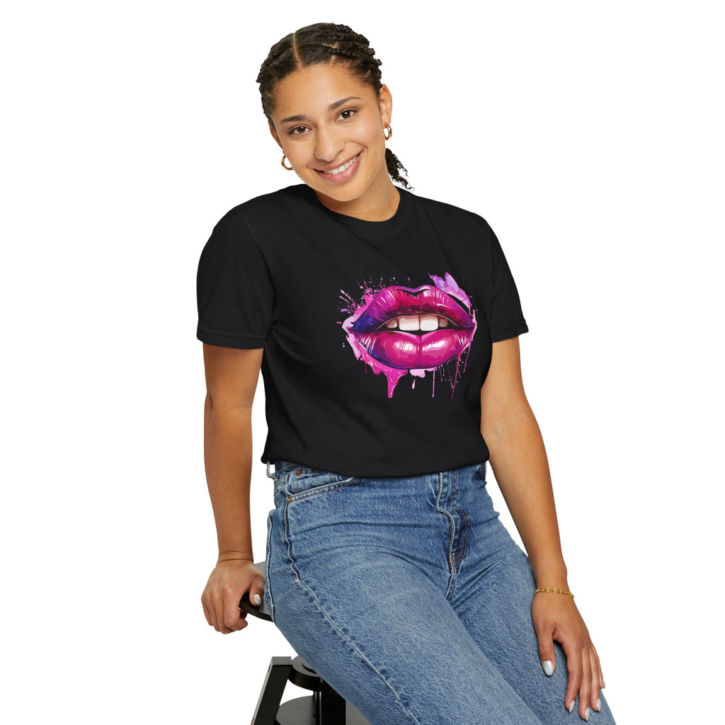 Lip Art T-Shirt — Pink Drip Painted Lips Graphic Tee