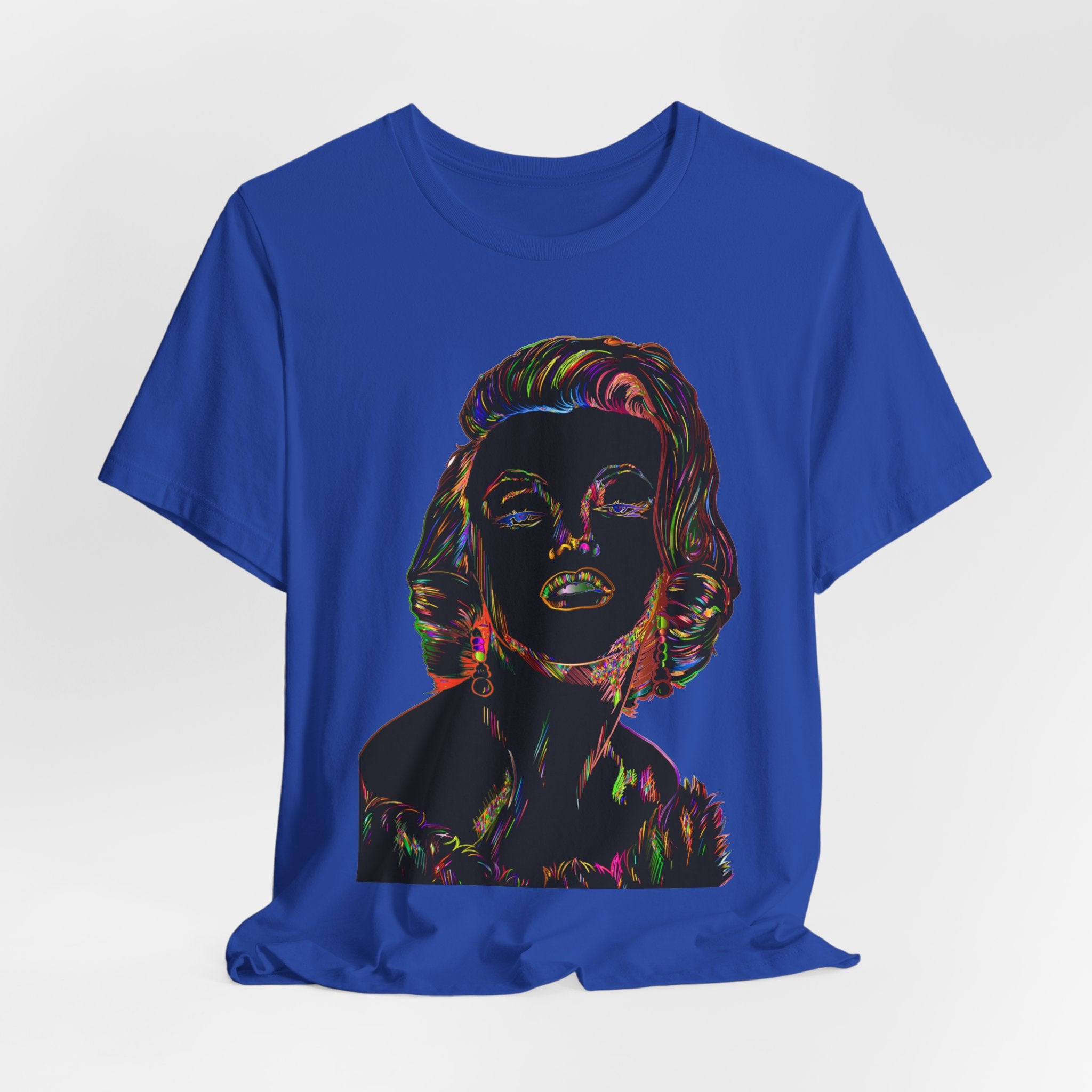 Neon Pop Art Portrait T-Shirt – Retro Rainbow Graphic Tee