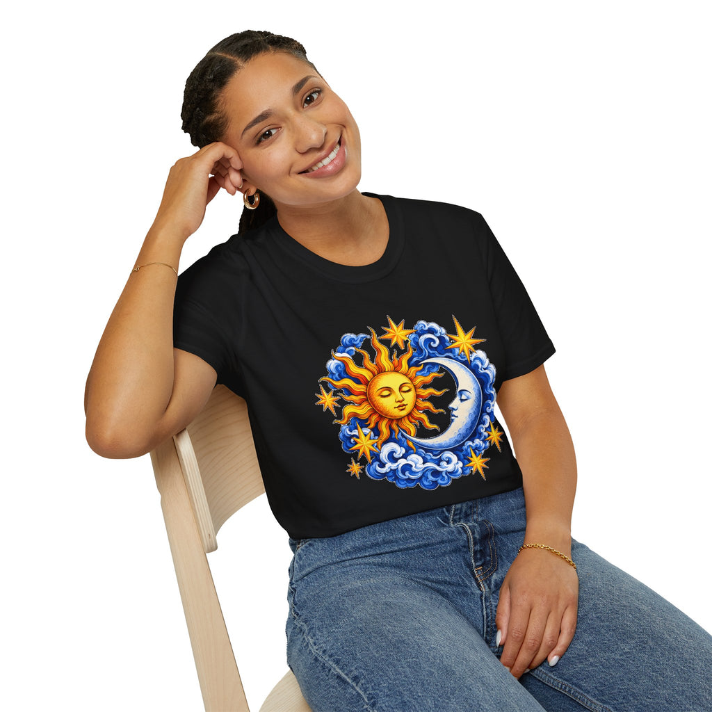 Sun and Moon Graphic T-Shirt — Celestial Boho Solar Lunar Tee