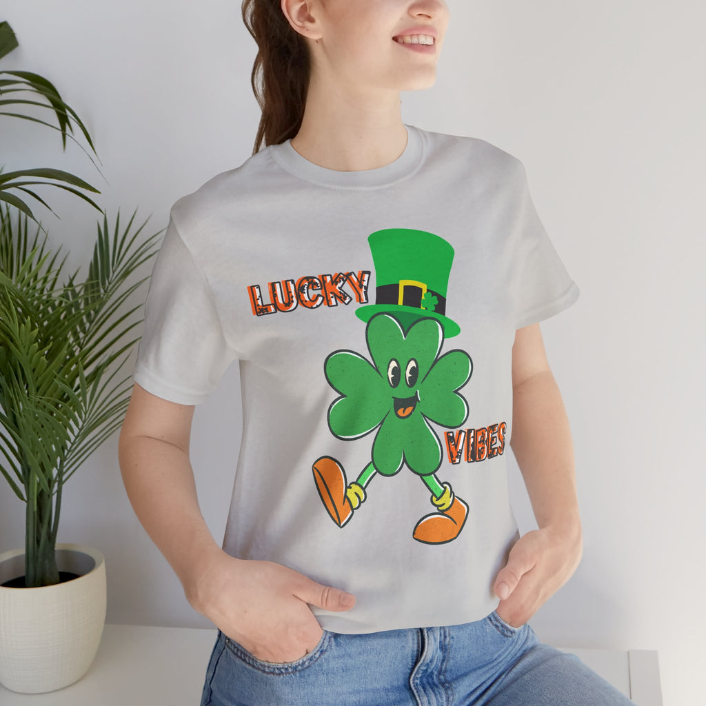 Lucky Vibes Saint Patrick's Day T-Shirt — Walking Shamrock Graphic Tee