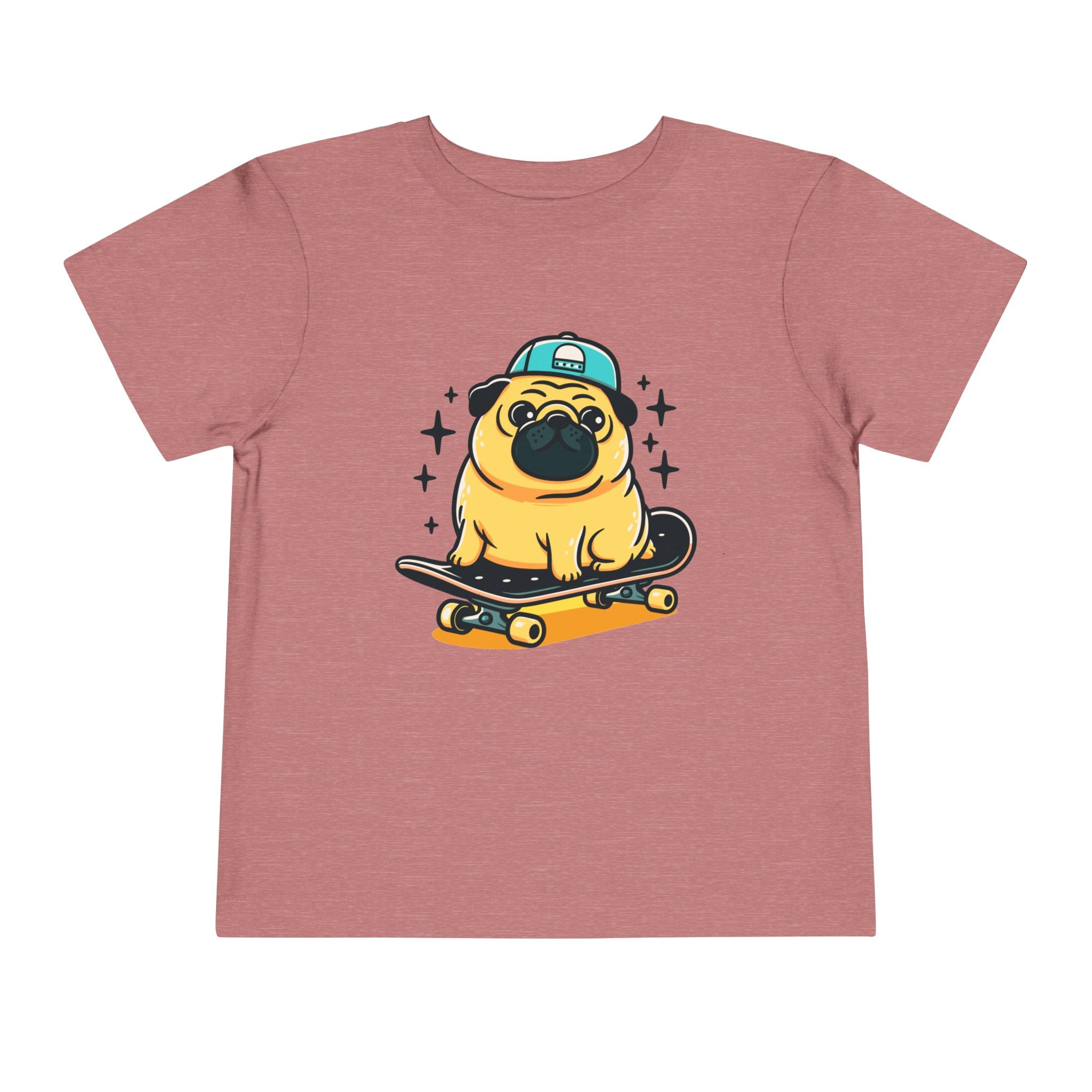 Toddler Tee — Cute Skateboarding Pug Graphic