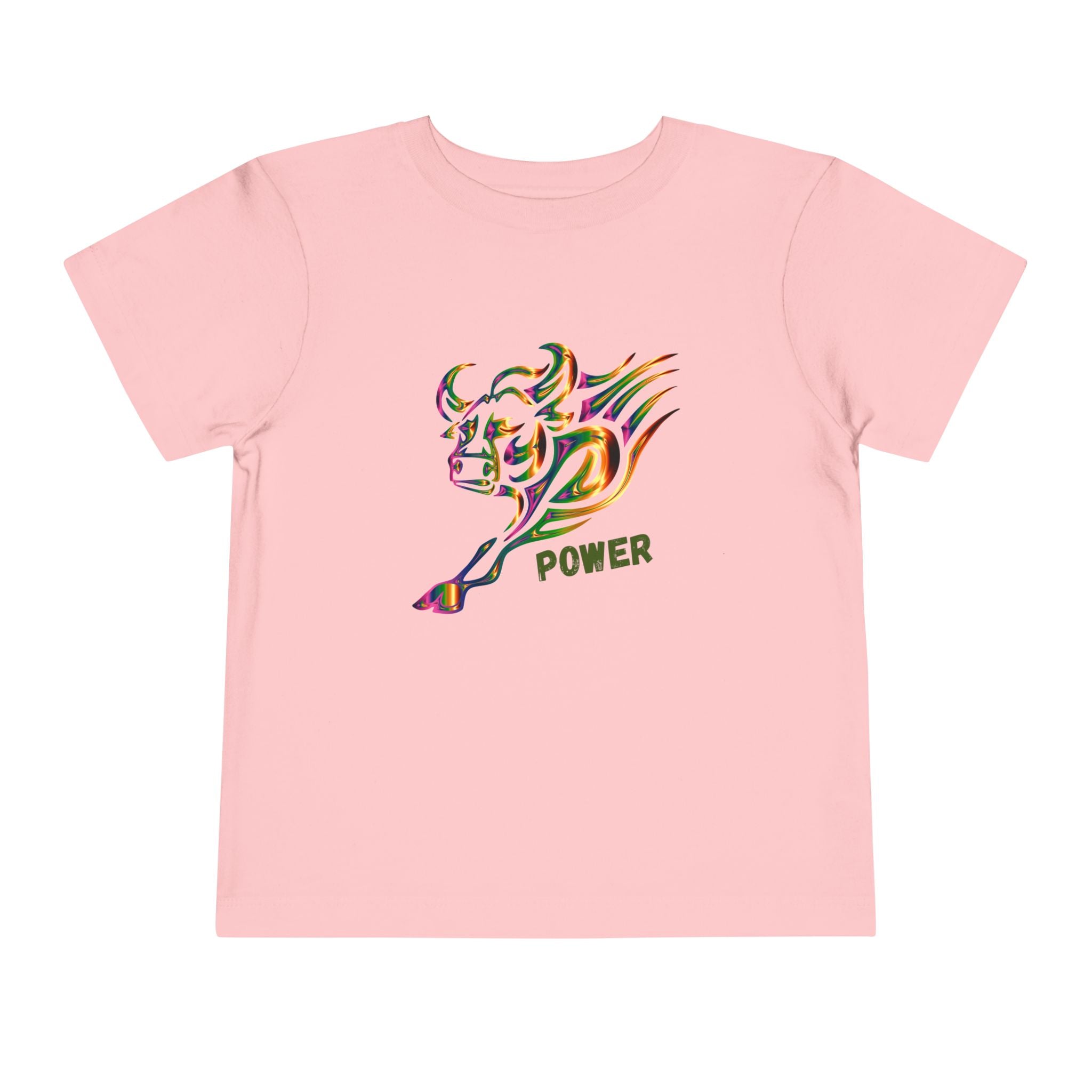 Toddler Tee — Colorful Charging Bull "Power" Graphic