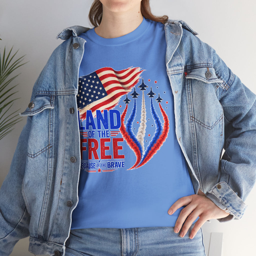 Land of the Free Because of the Brave Shirt, Patriotic 4th of July T-Shirt, USA Flag Tee, American Pride Shirt, Independence Day Gift