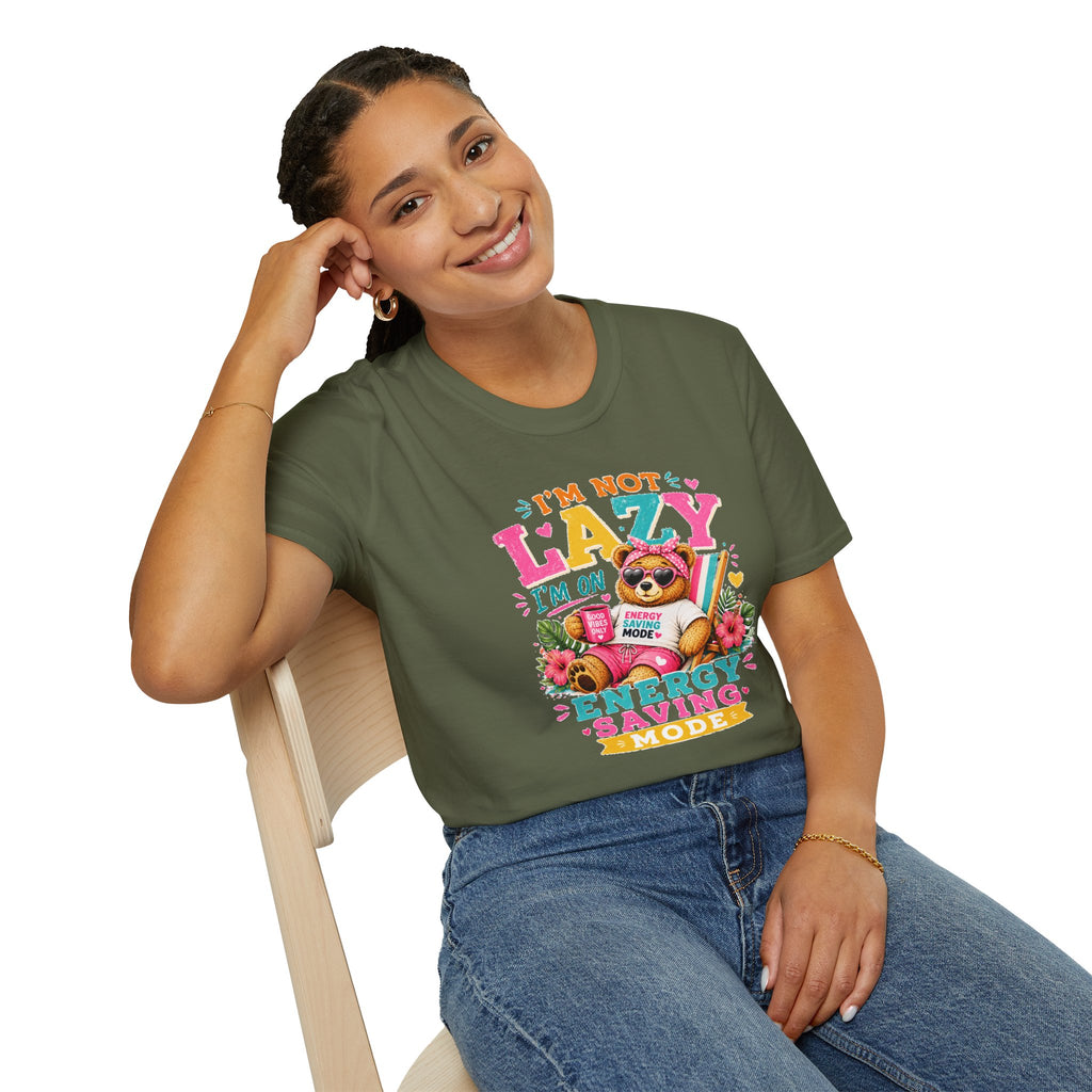 Funny Sloth Shirt, I'm Not Lazy I'm On Energy Saving Mode Tee, Cute Animal Graphic T-Shirt
