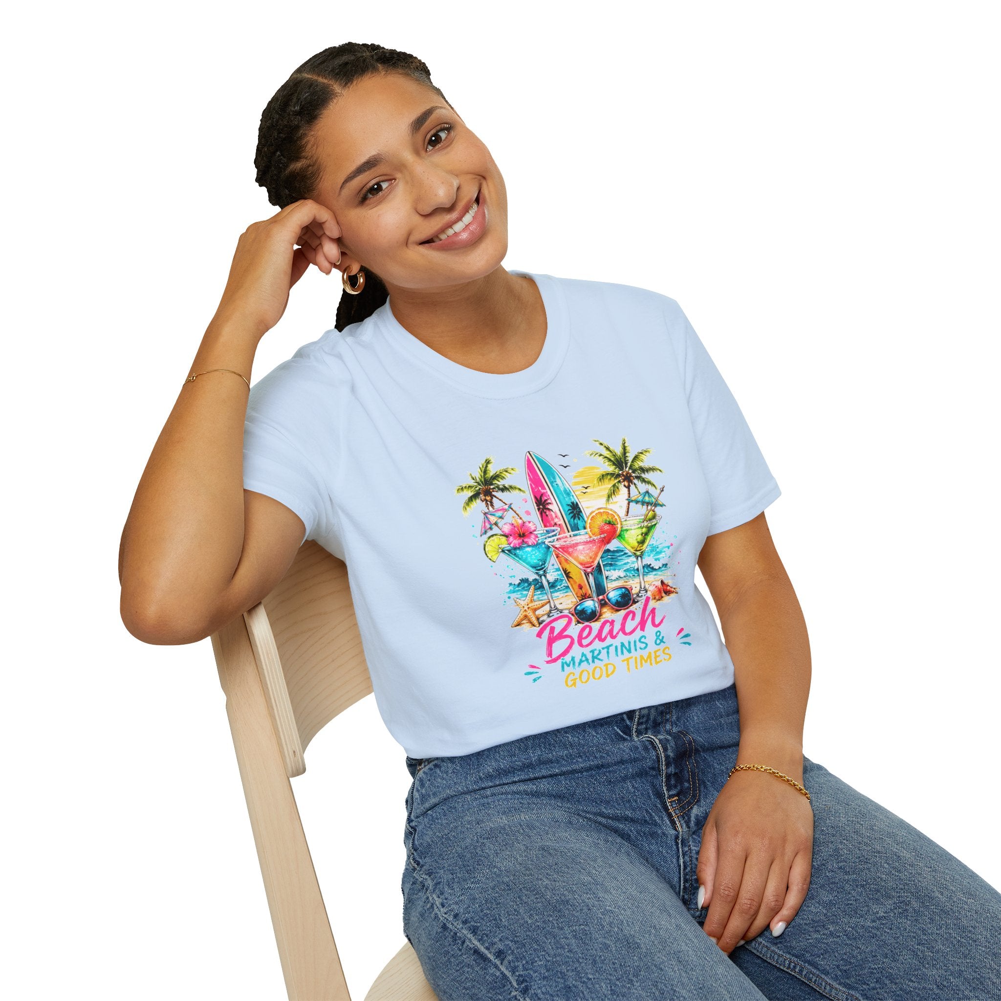 Beach Cocktails T-Shirt, Tropical Summer Shirt, Beach Martini Tee, Coastal Vacation Shirt, Summer Graphic Tee