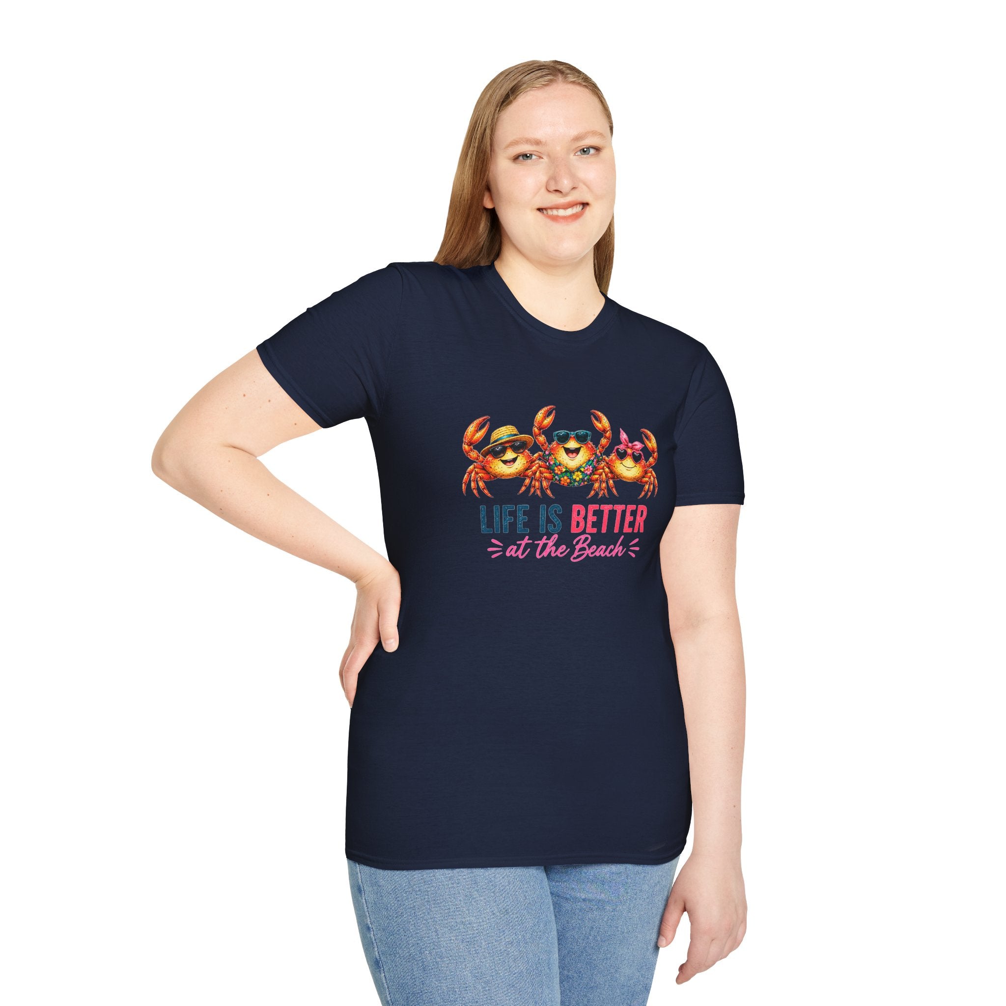 Funny Beach Crab T-Shirt | Life Is Better at the Beach Tee | Cute Summer Vacation Shirt | Coastal Graphic Tee | Ocean Lover Gift