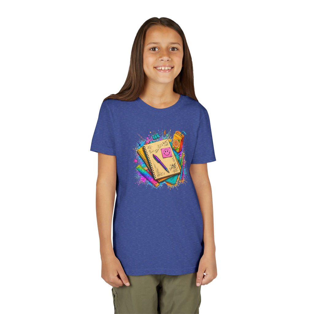 Kids Back to School T‑Shirt — Colorful Notebooks & Pencil Design
