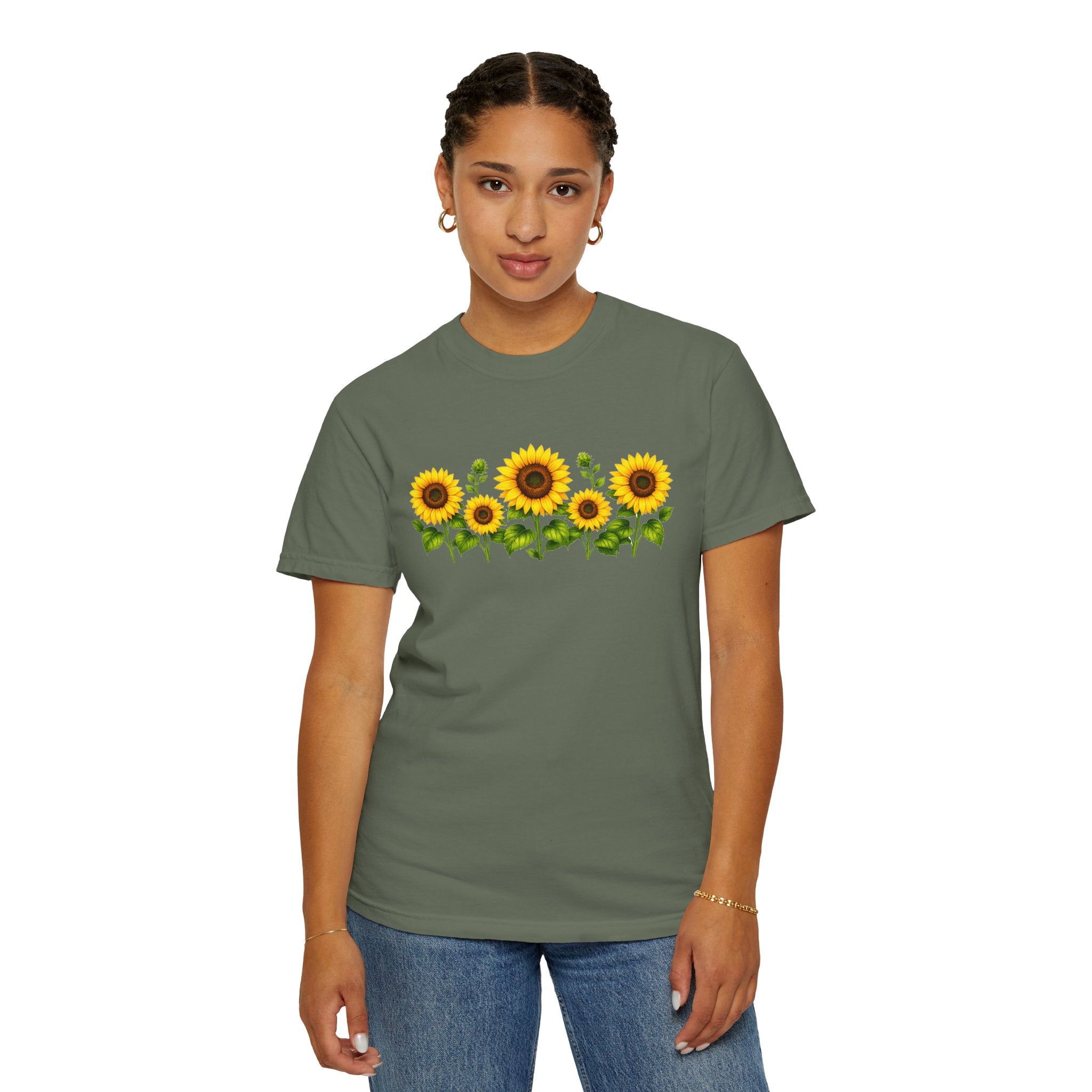 Sunflower Shirt for Women, Sunflower T-Shirt, Floral Graphic Tee, Botanical Shirt, Wildflower Tee, Comfort Colors 1717