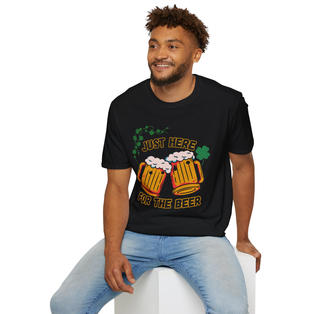St. Patrick’s Beer T-Shirt — "Just Here for the Beer" Funny Clover Pub Tee