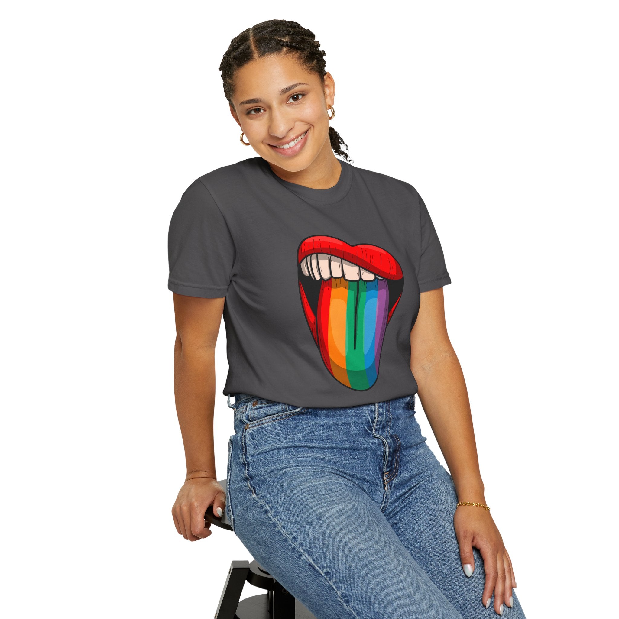 Rainbow Tongue T-Shirt — Pride Lip Graphic Tee