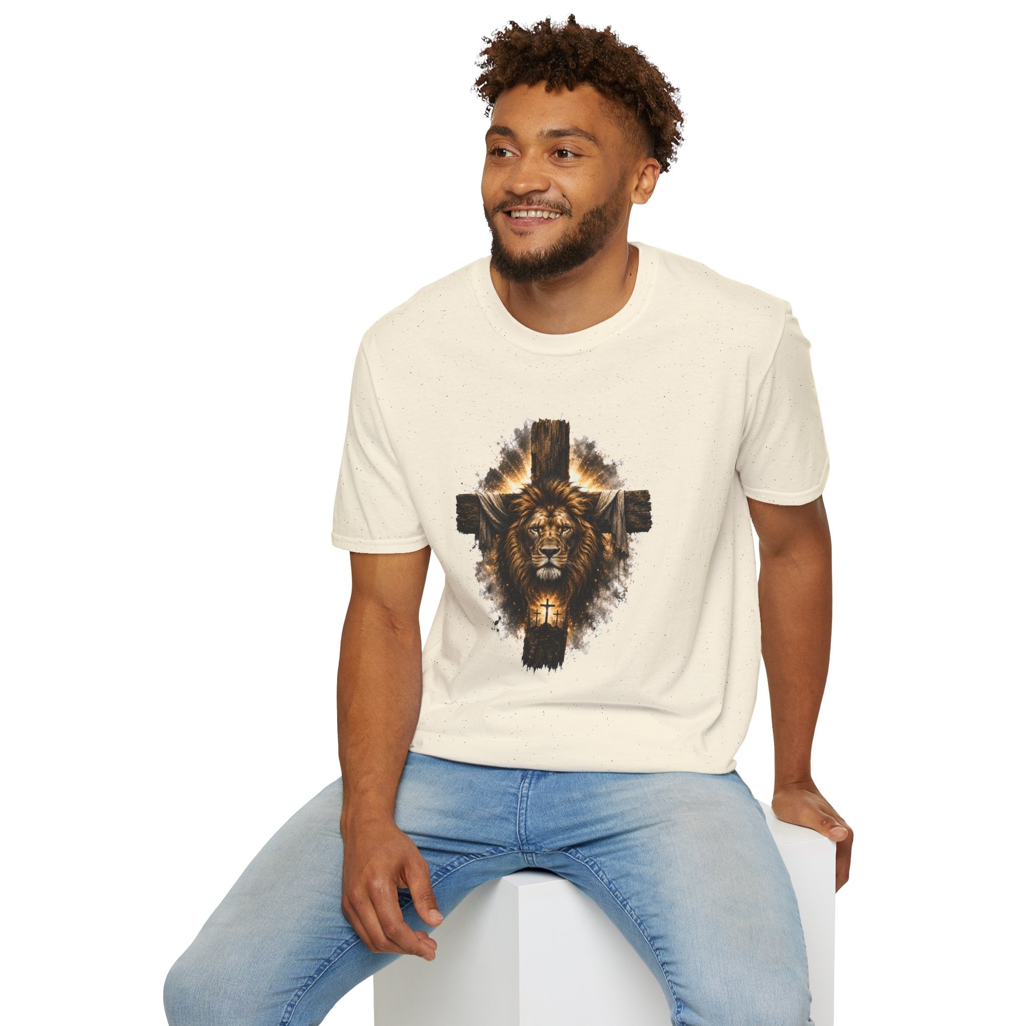 Lion Cross T-Shirt, Christian Faith Shirt, Lion of Judah Graphic Tee, Religious Gift