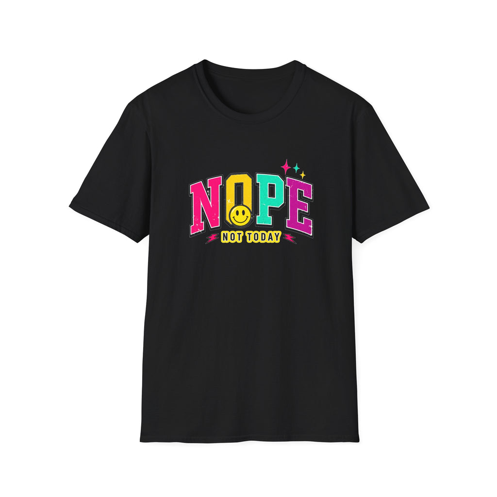 Nope Not Today T-Shirt — Retro Colorful Graphic Tee with Smiley