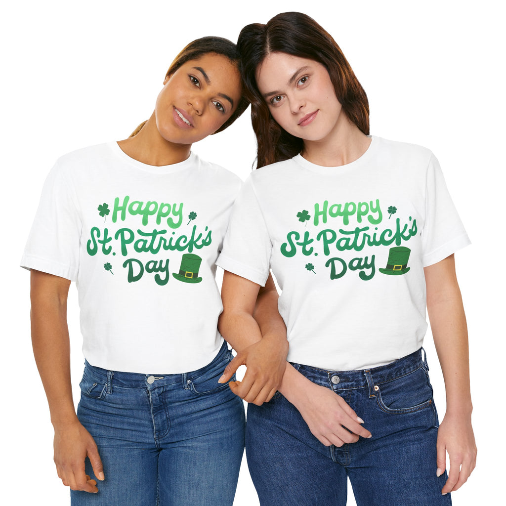 Happy St. Patrick's Day T-Shirt – Green Shamrock & Leprechaun Hat Tee